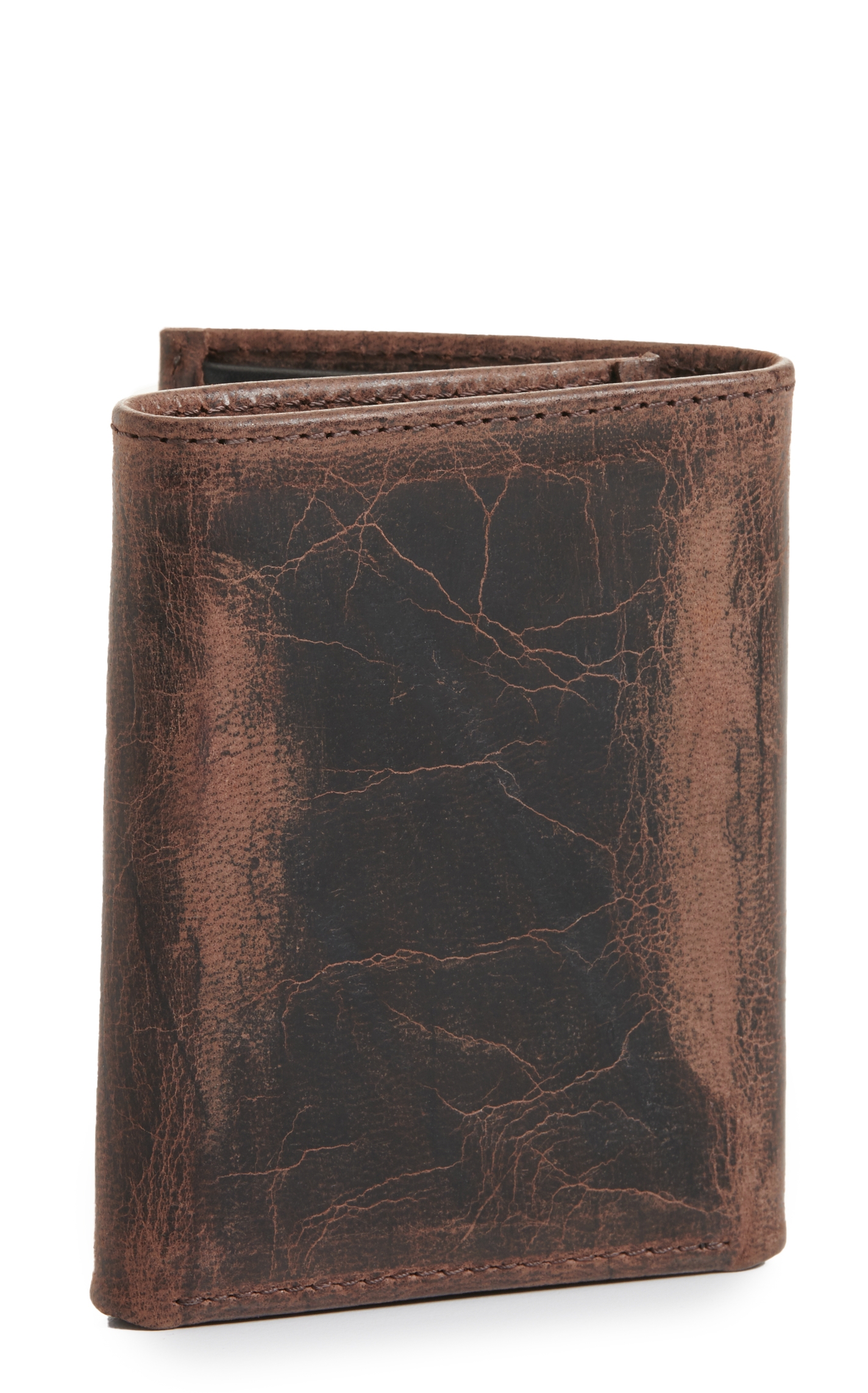 JRC & Sons Men's Chocolate Brown Mad Dog Goat Leather Trifold Wallet - Image 1