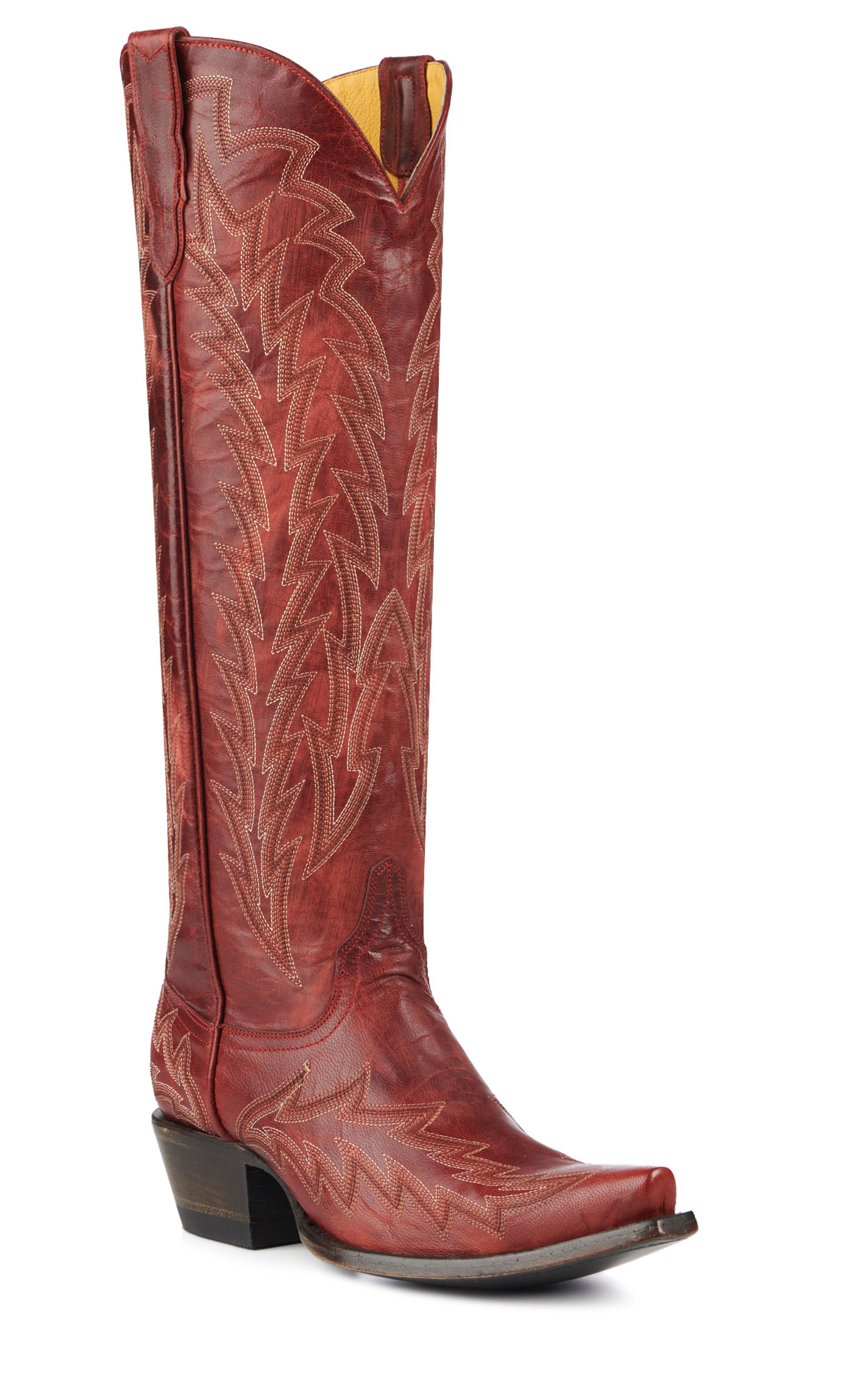 JRC & Sons Women’s Nancy Dark Red Snip Toe Tall Cowboy Boots - Image 1