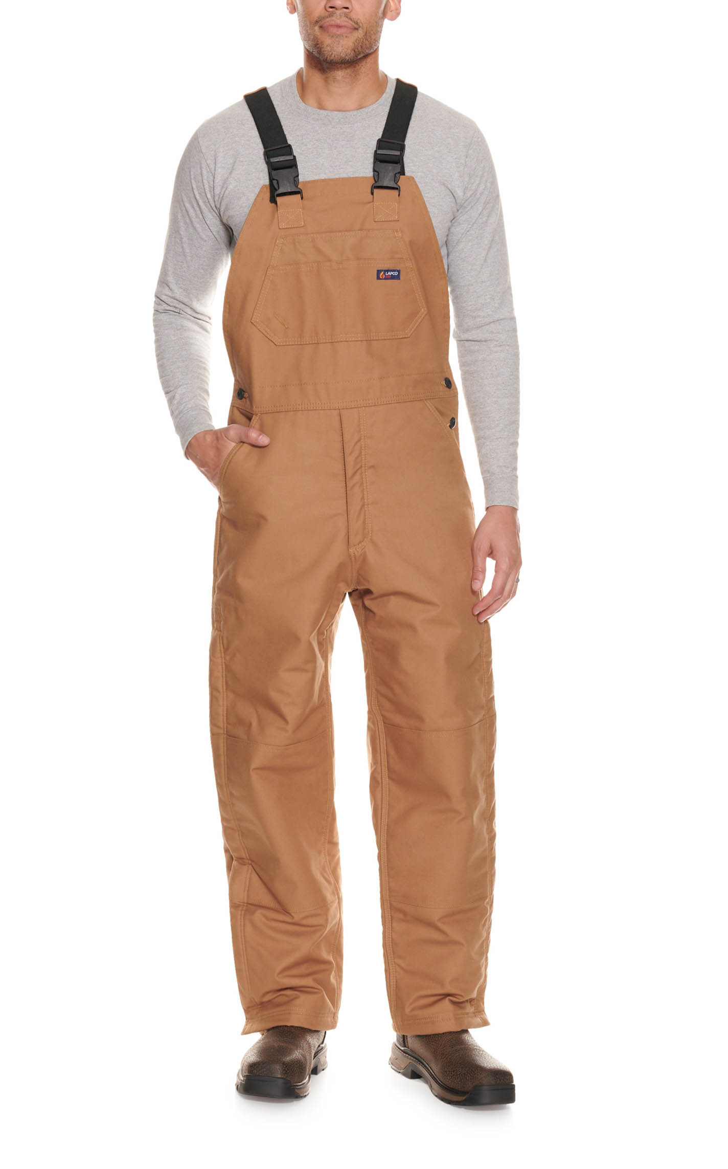 Lapco Men's Windshield Brown 9 Oz HRC4 Insulated Bib FR Overalls - Image 1