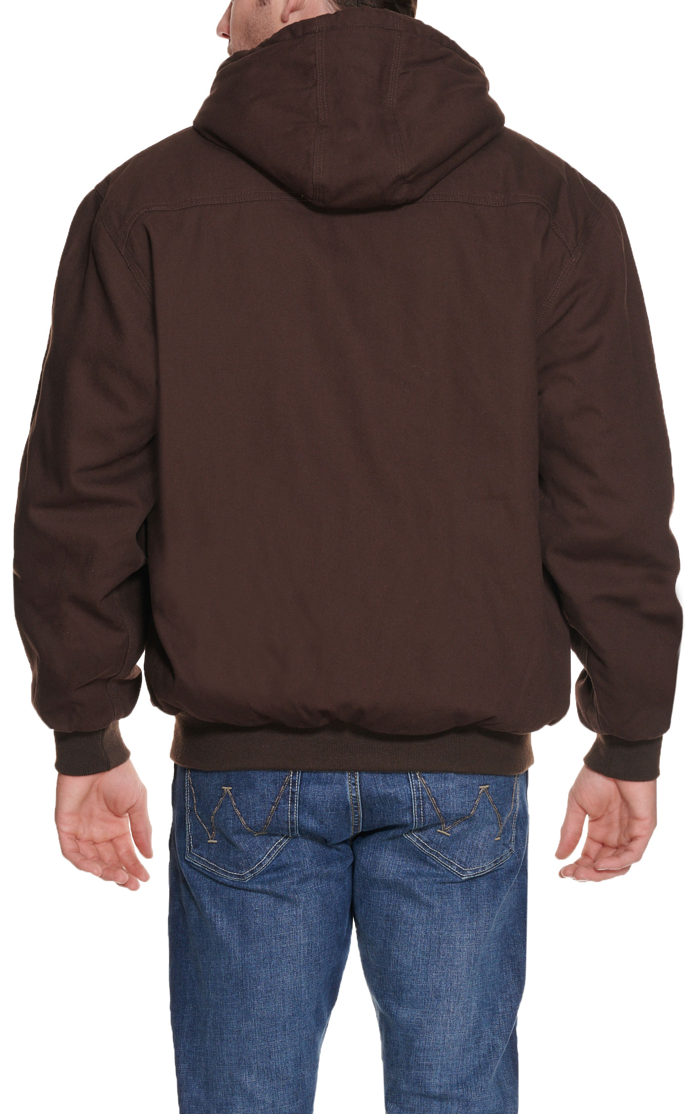 Cowboy Workwear Men's Dark Brown Hooded Canvas Jacket - Image 1