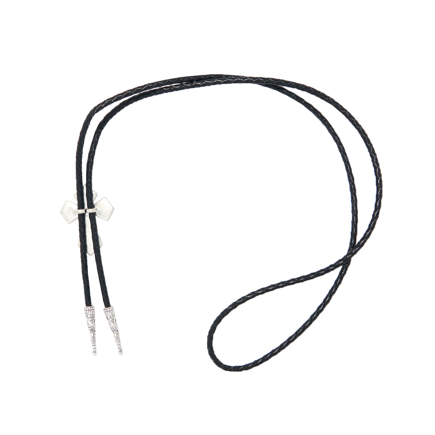 Montana Silversmiths Silver & Black Cross Bolo Tie - Image 1