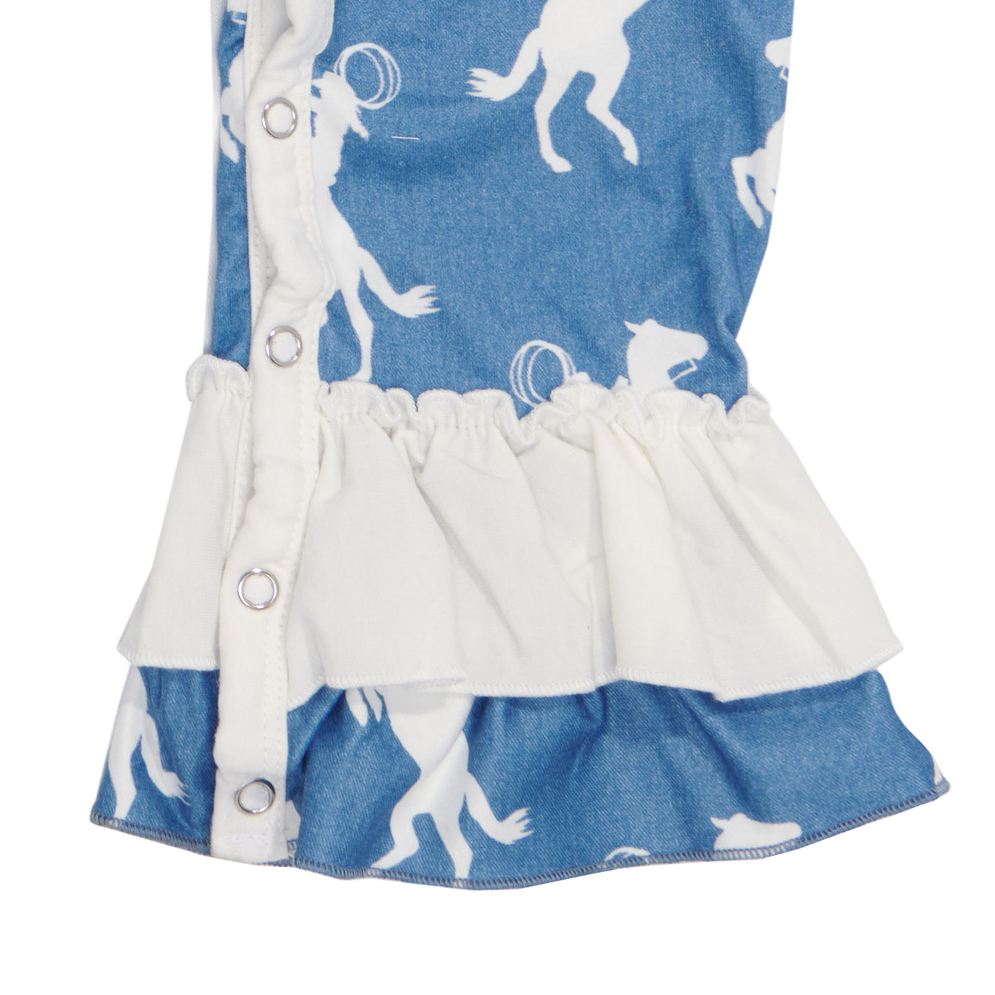 Shea Baby Toddler Girl's Blue & White Bronc Rider Romper - Image 1