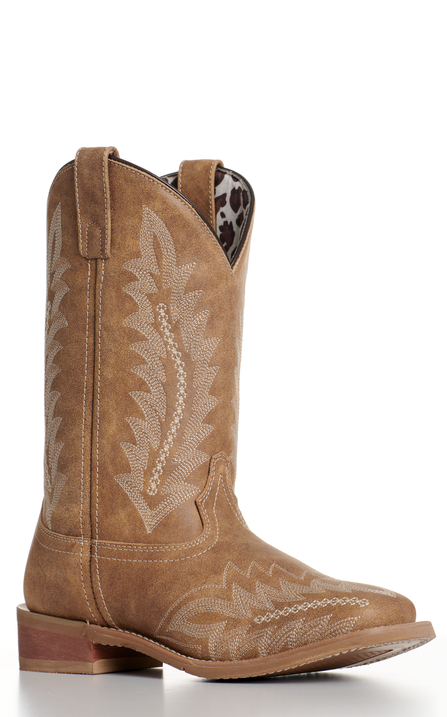 Laredo Women’s Cheyanne Tan with Fancy Stitch Wide Square Toe Cowboy Boots - Image 1