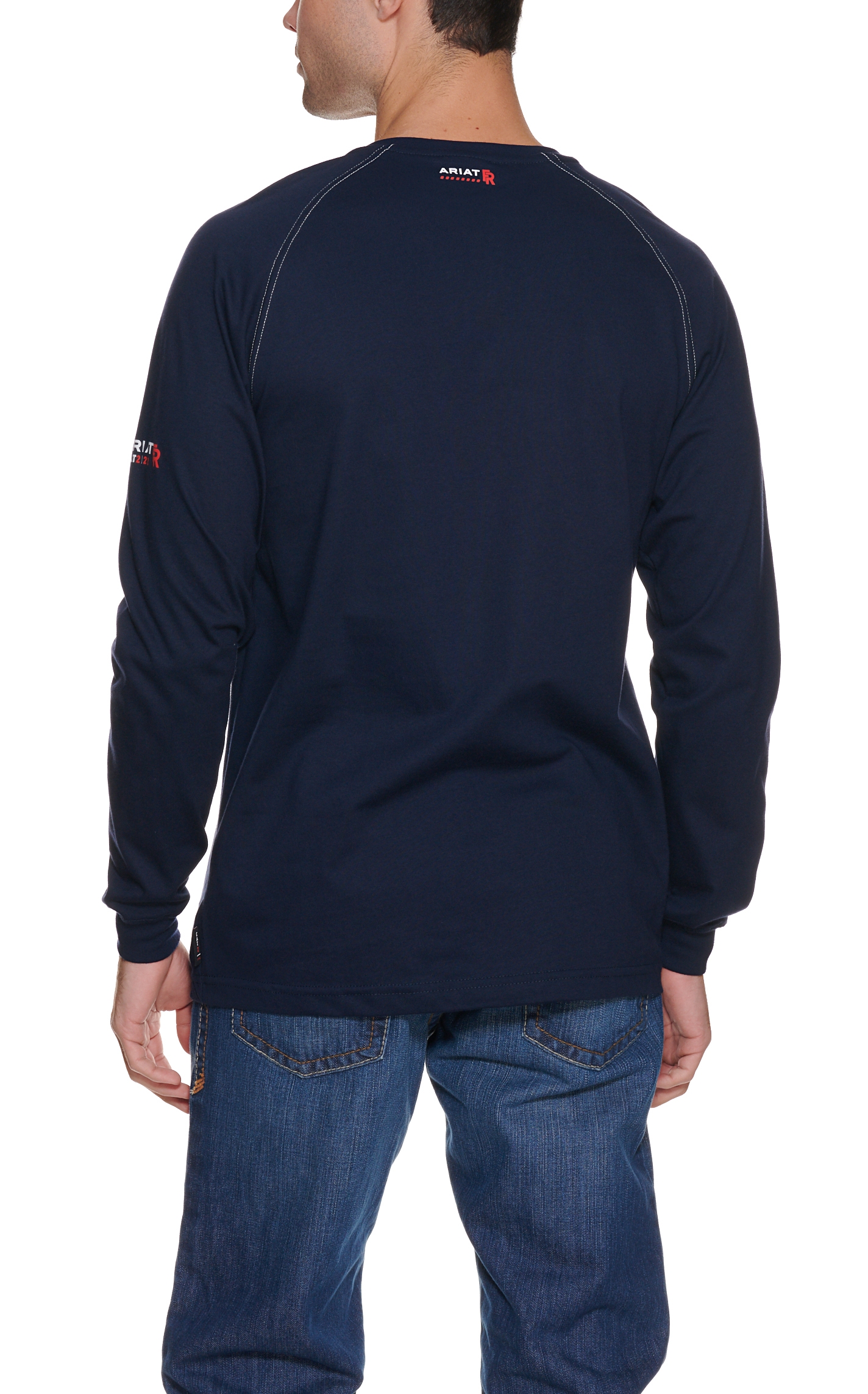 Ariat Men's Navy HRC2 Crew Neck FR Work Henley Shirt - Big & Tall - Image 1