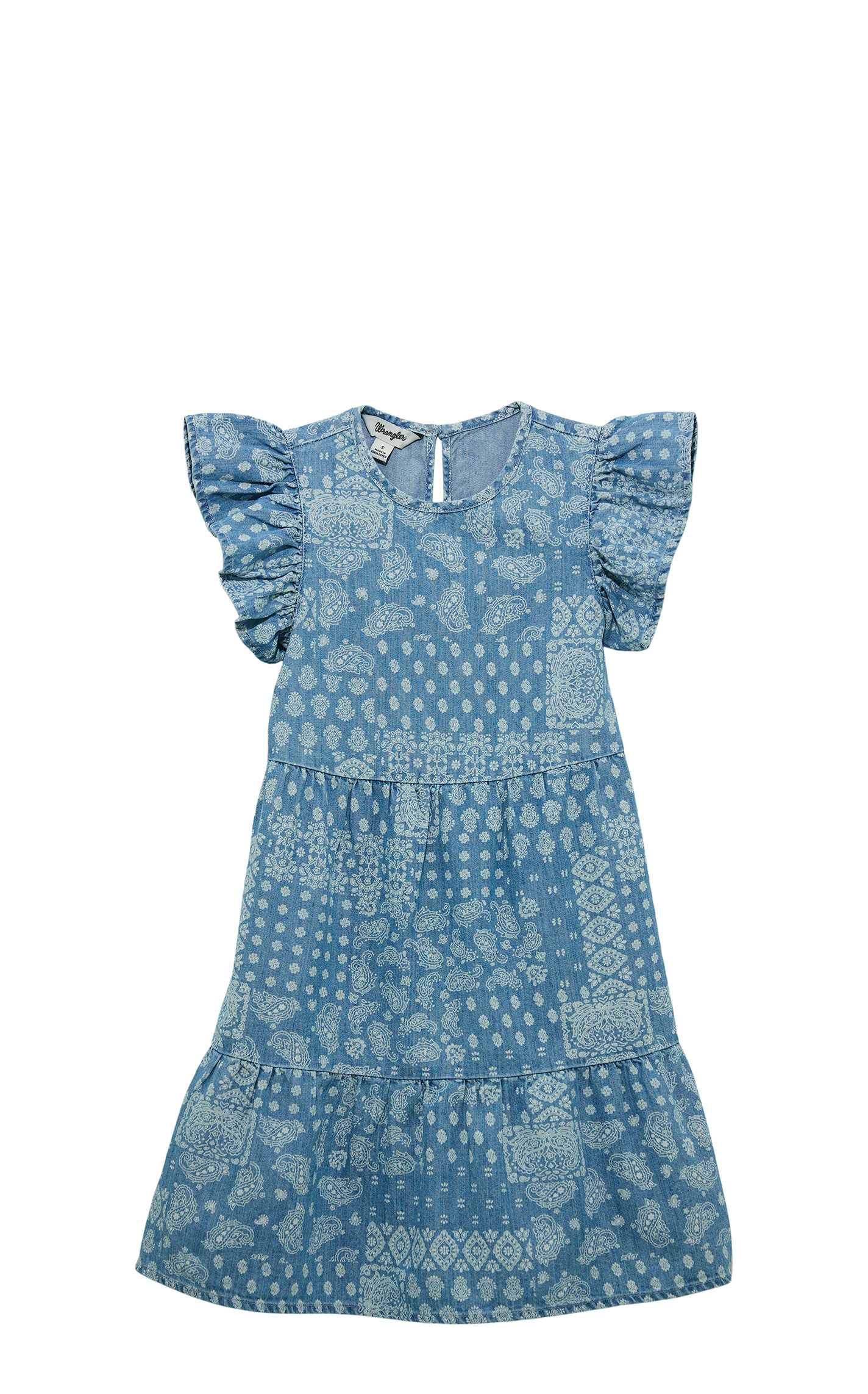 Wrangler Girl's Light Wash & White Paisley Dress - Image 1