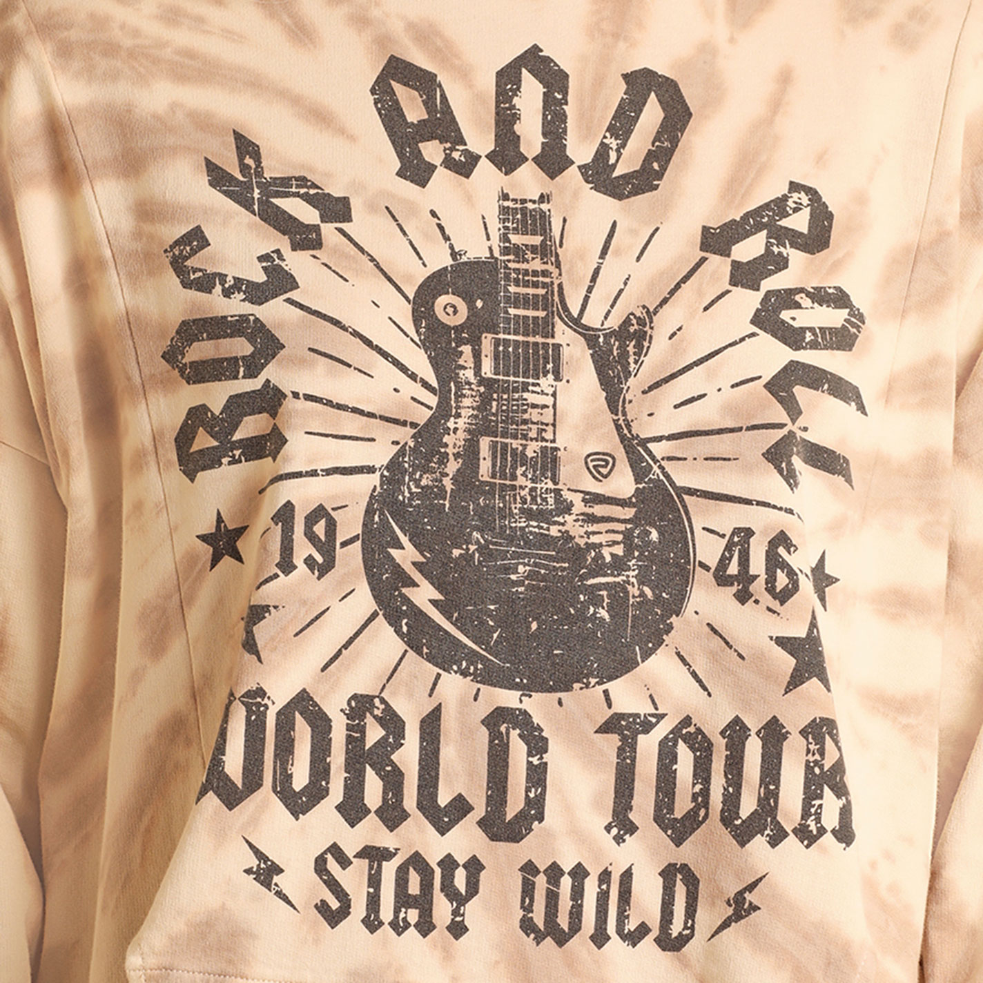 Rock & Roll Denim Women's Latte Tie Dye Graphic Pullover - Image 1