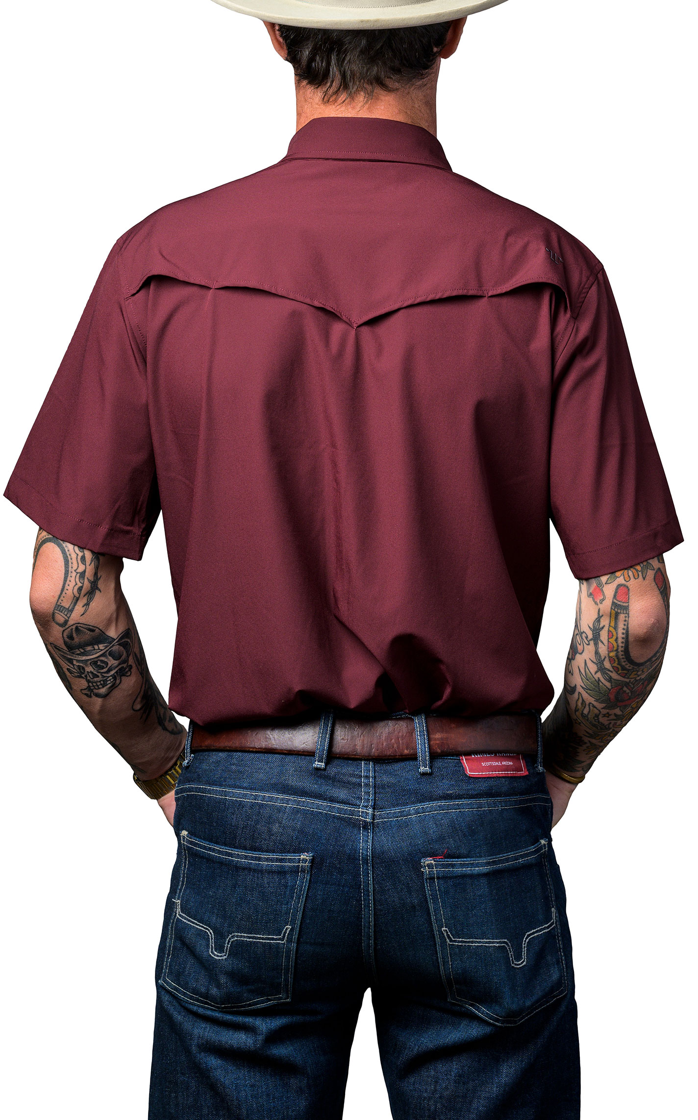 Ferrell Men's Burgundy Short Sleeve Western Shirt - Image 1