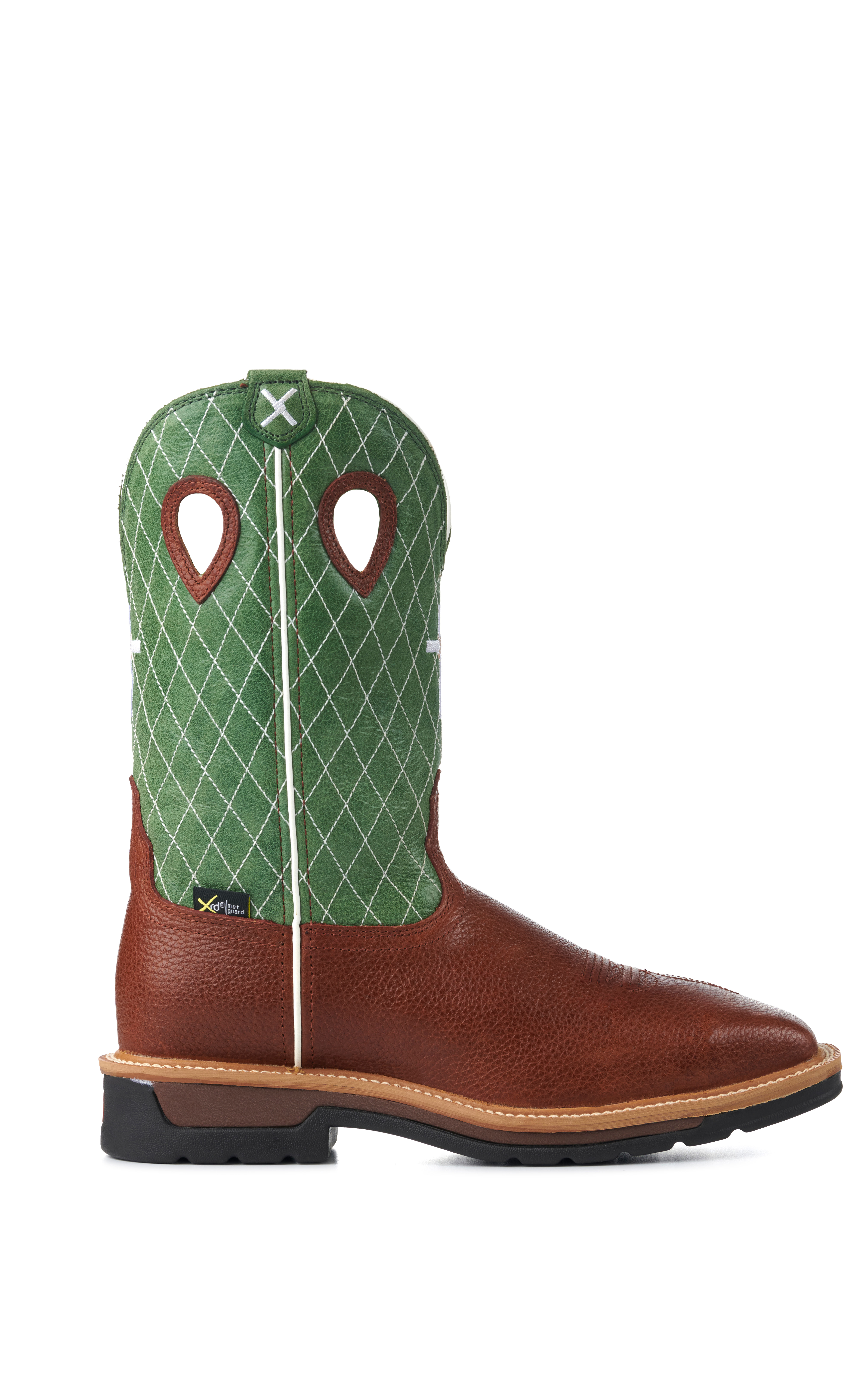 Twisted X Men's Cognac and Lime Green MetGuard Wide Square Steel Toe Work Boot - Image 1
