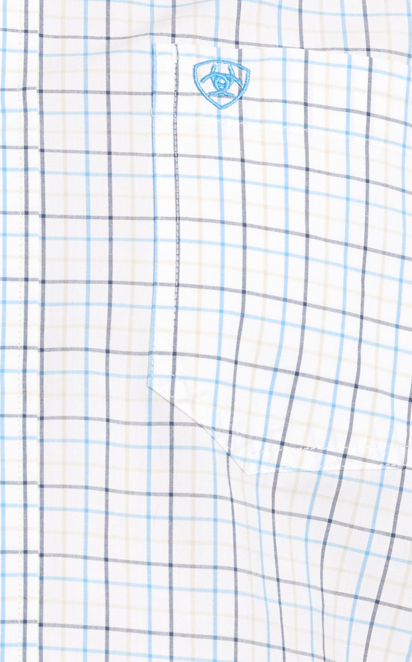Ariat Men's Pro Series Ronnie White & Navy Plaid Western Shirt - Image 1