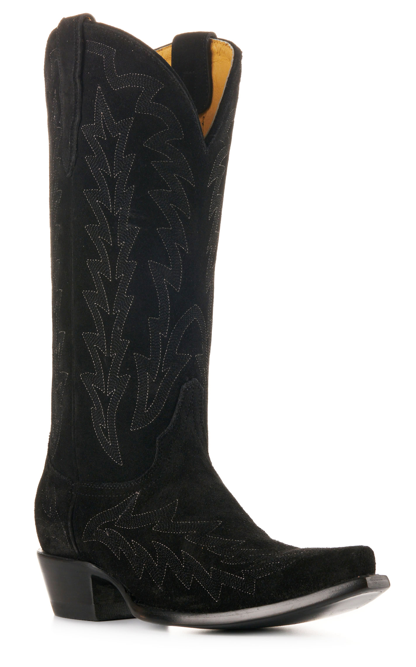 JRC & Sons Women’s McClain Black Water-Resistant Suede Snip Toe Tall Cowboy Boots - Image 1