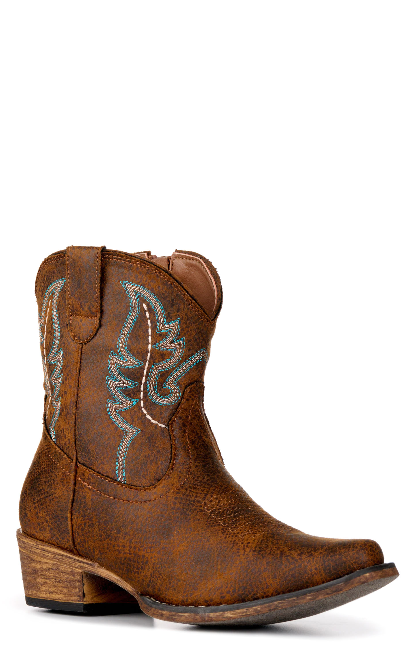 Roper Women's Shay Vintage Cognac Snip Toe Cowboy Booties - Image 1