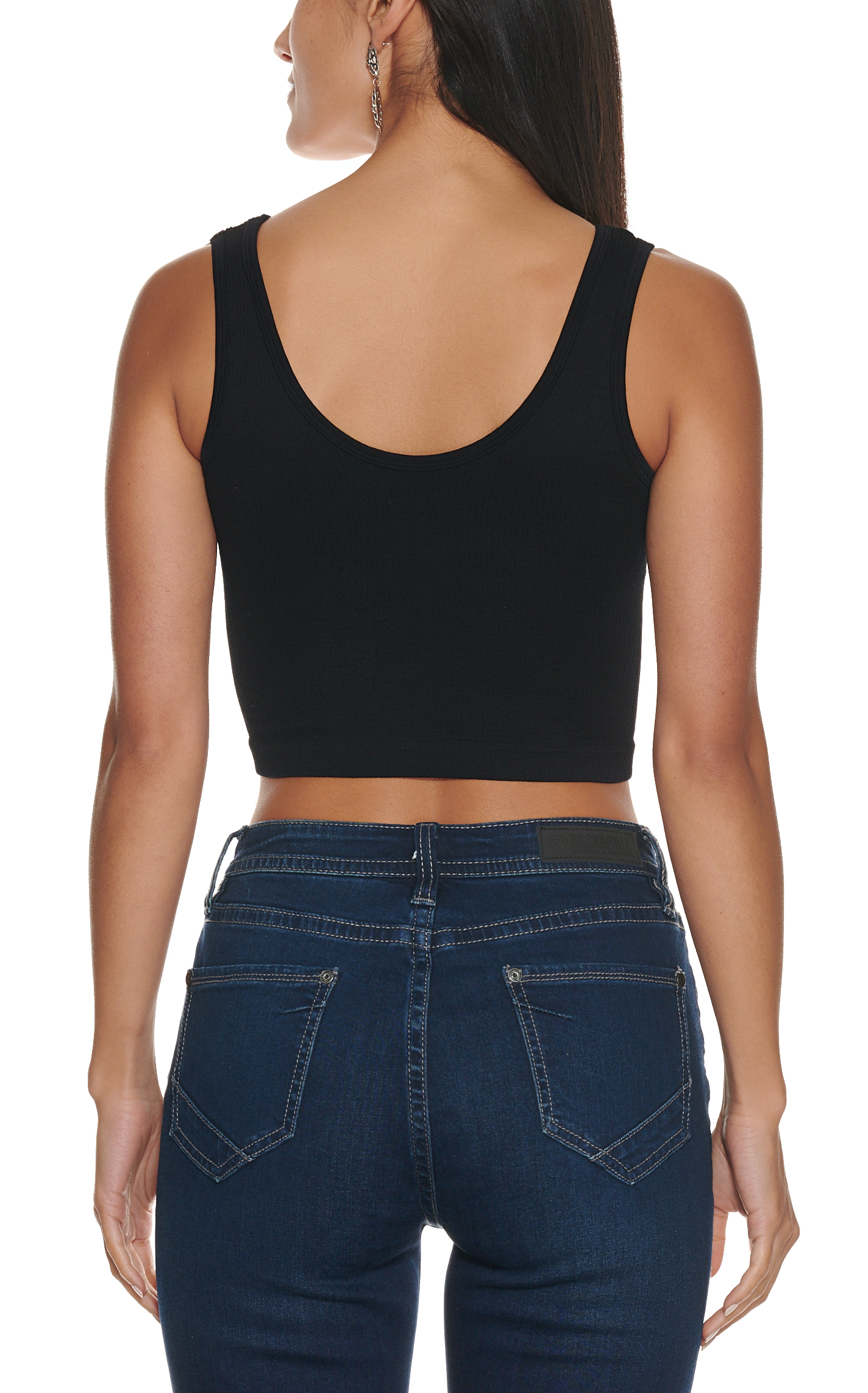 Suzette Women's Black Ribbed Knit Cropped Cami - Image 1
