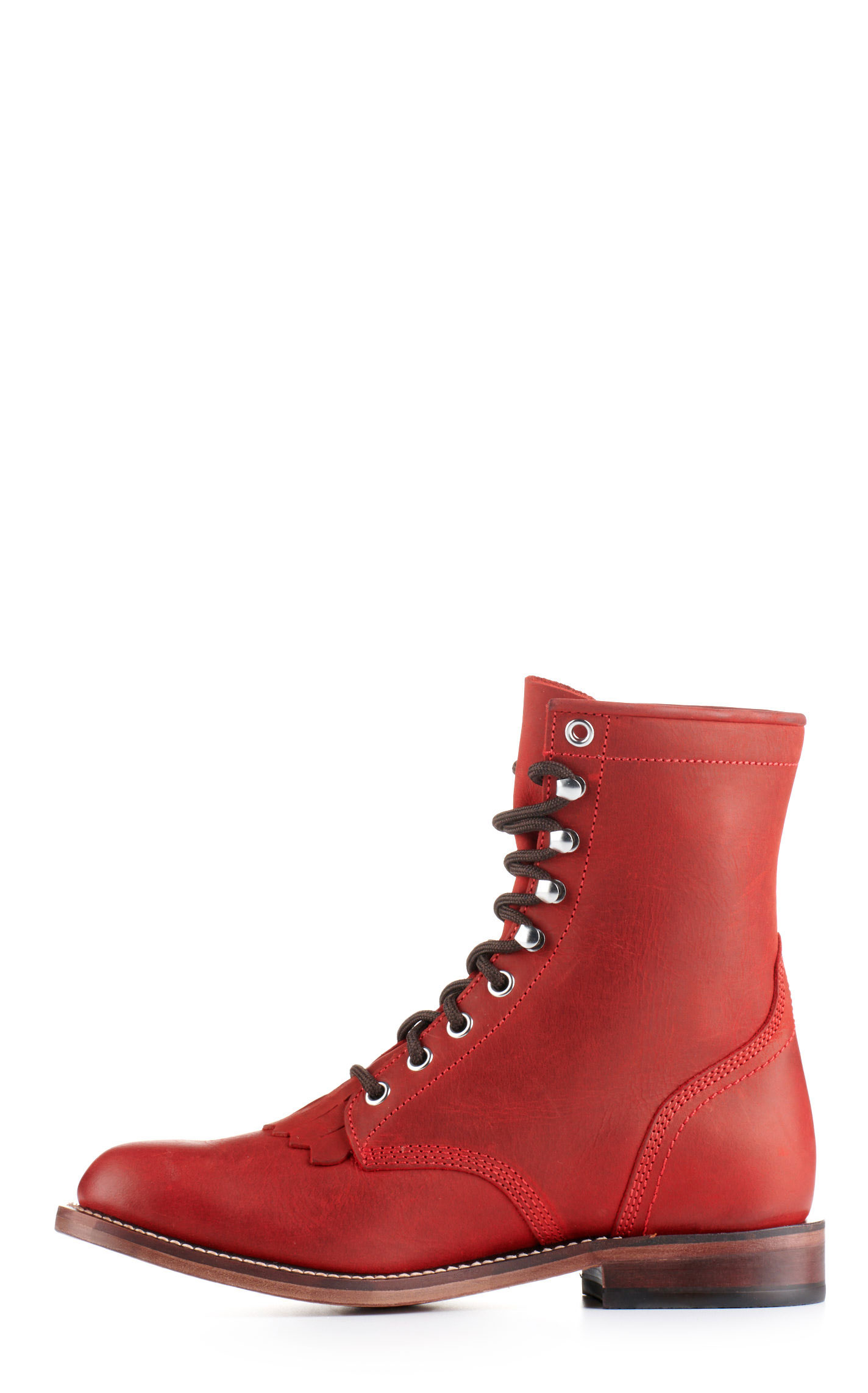 Justin Women's McKean Red Round Toe Lace Up Roper Boot - Image 1