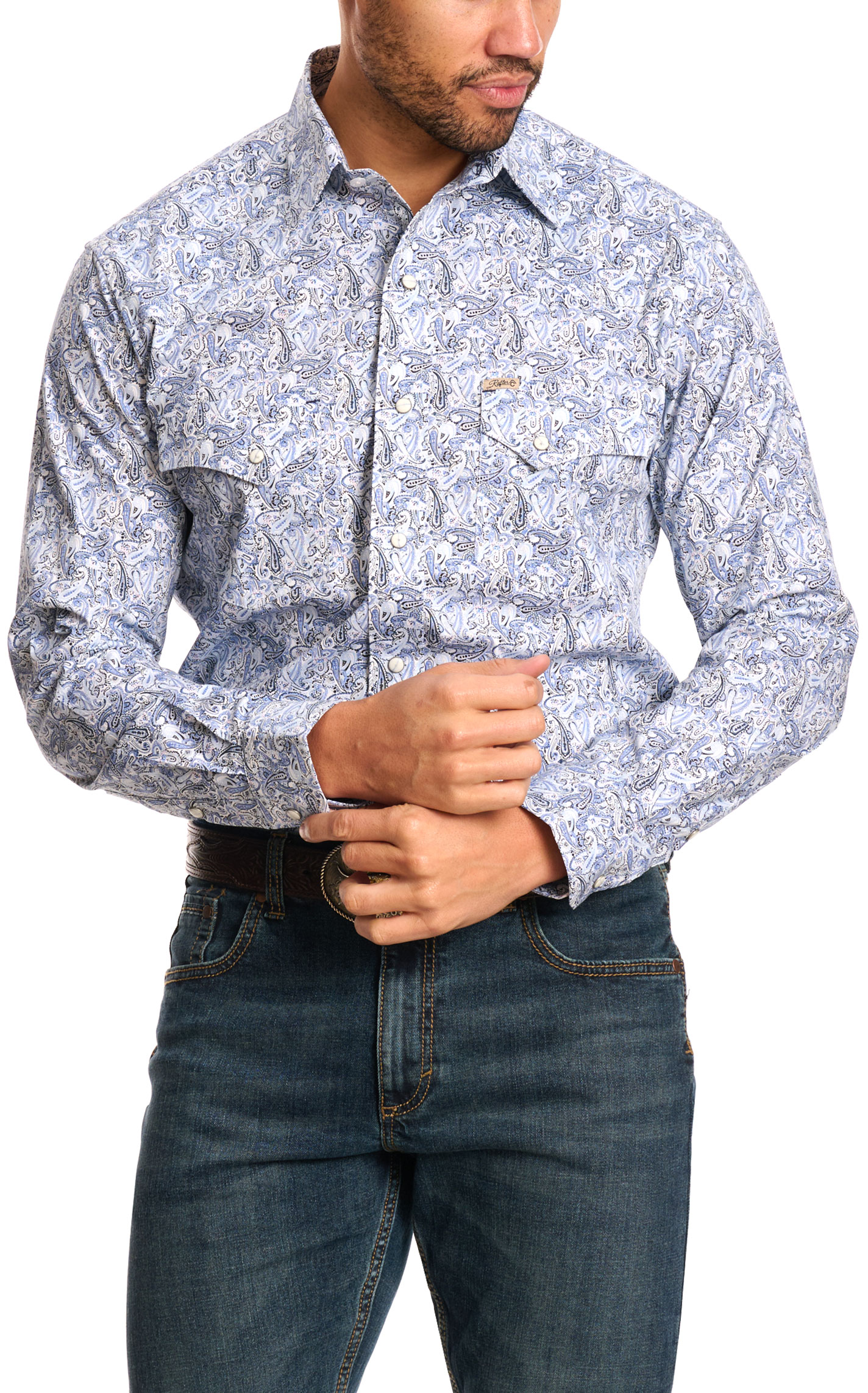 Rafter C Men's ProFlex45 Cornflower Paisley Western Shirt - Big & Tall - Image 1