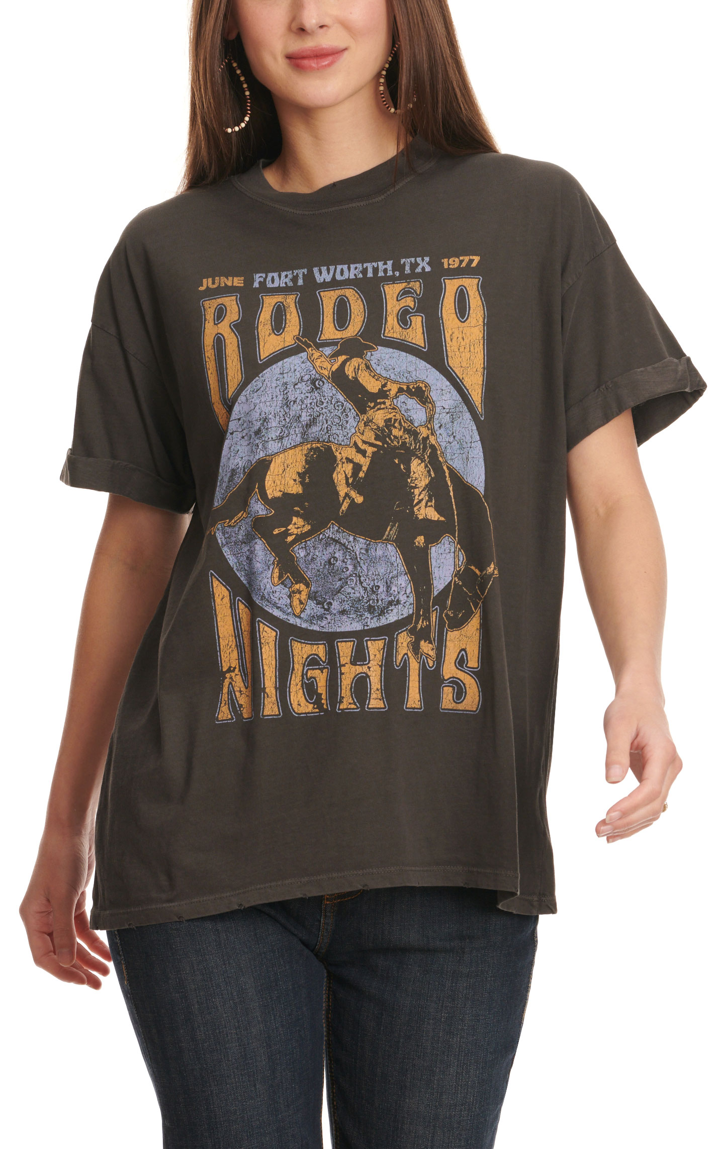 Girl Dangerous Women's Black Rodeo Nights Graphic T-Shirt - Image 1