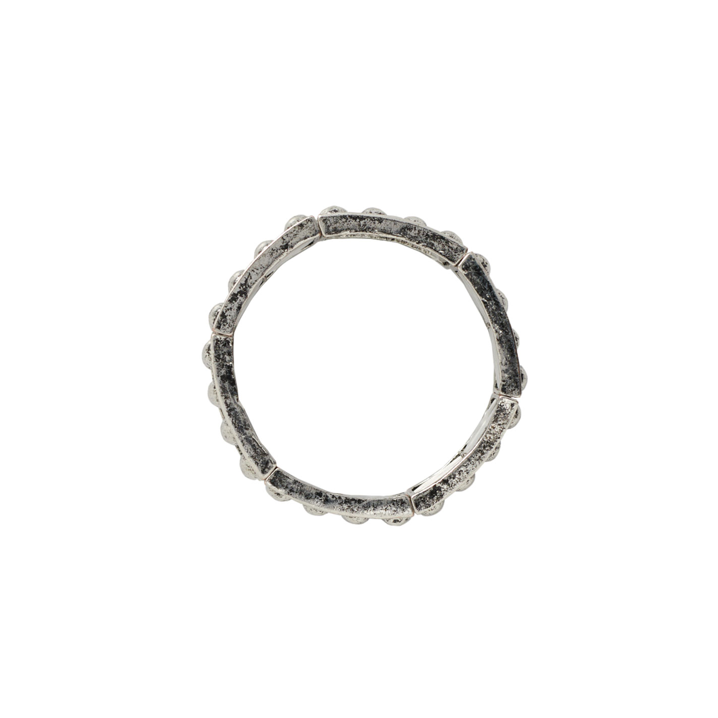 Rockin C Silver Thick Beaded Panel Stretch Bracelet - Image 1
