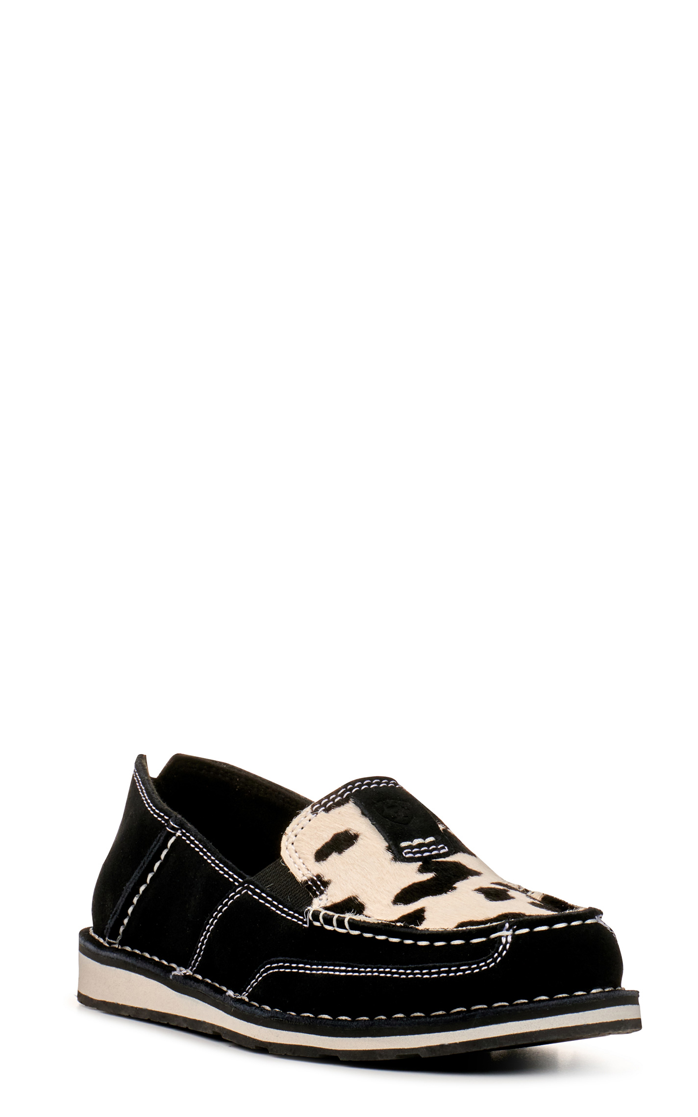 Ariat Women's Cruiser Black Suede and Spotted Cow Print Hair Casual Shoes - Image 1