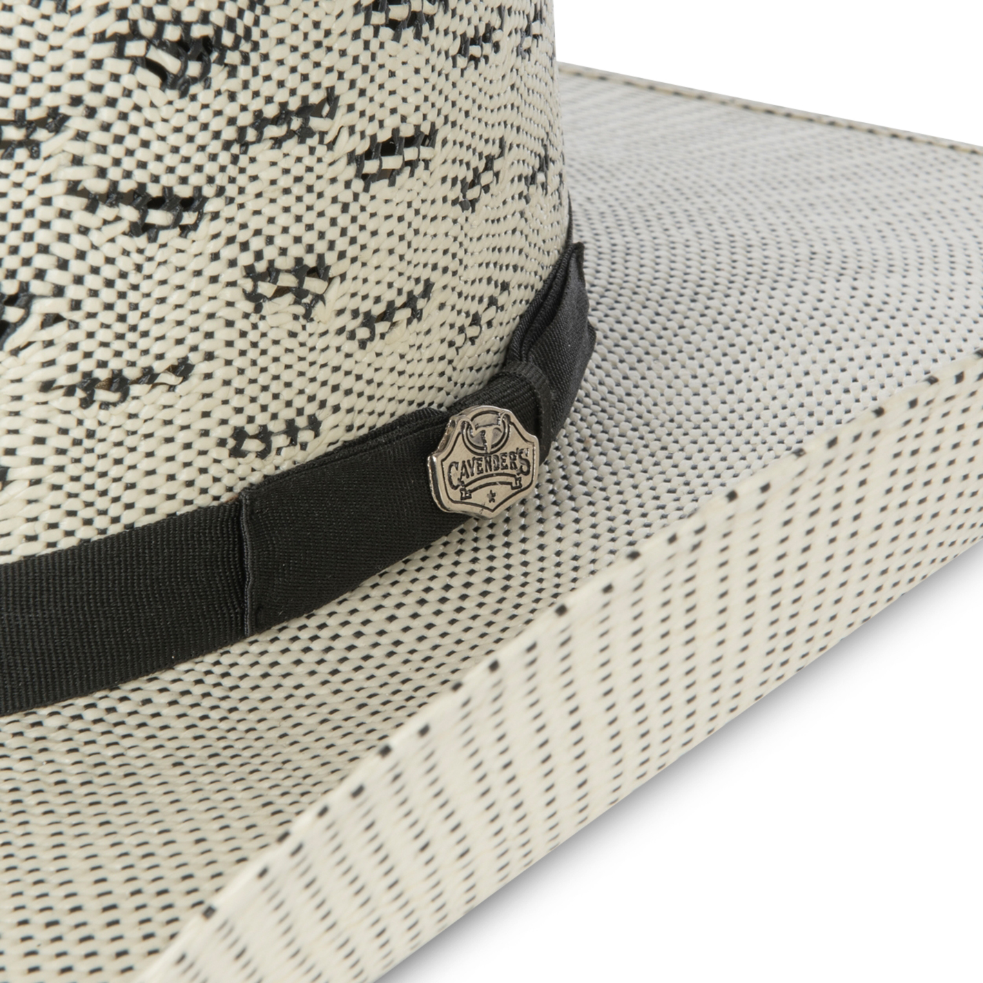 Cavender's Cowboy Collection Black & Ivory Two Tone Bullrider Crown Straw Cowboy Hat - Image 1
