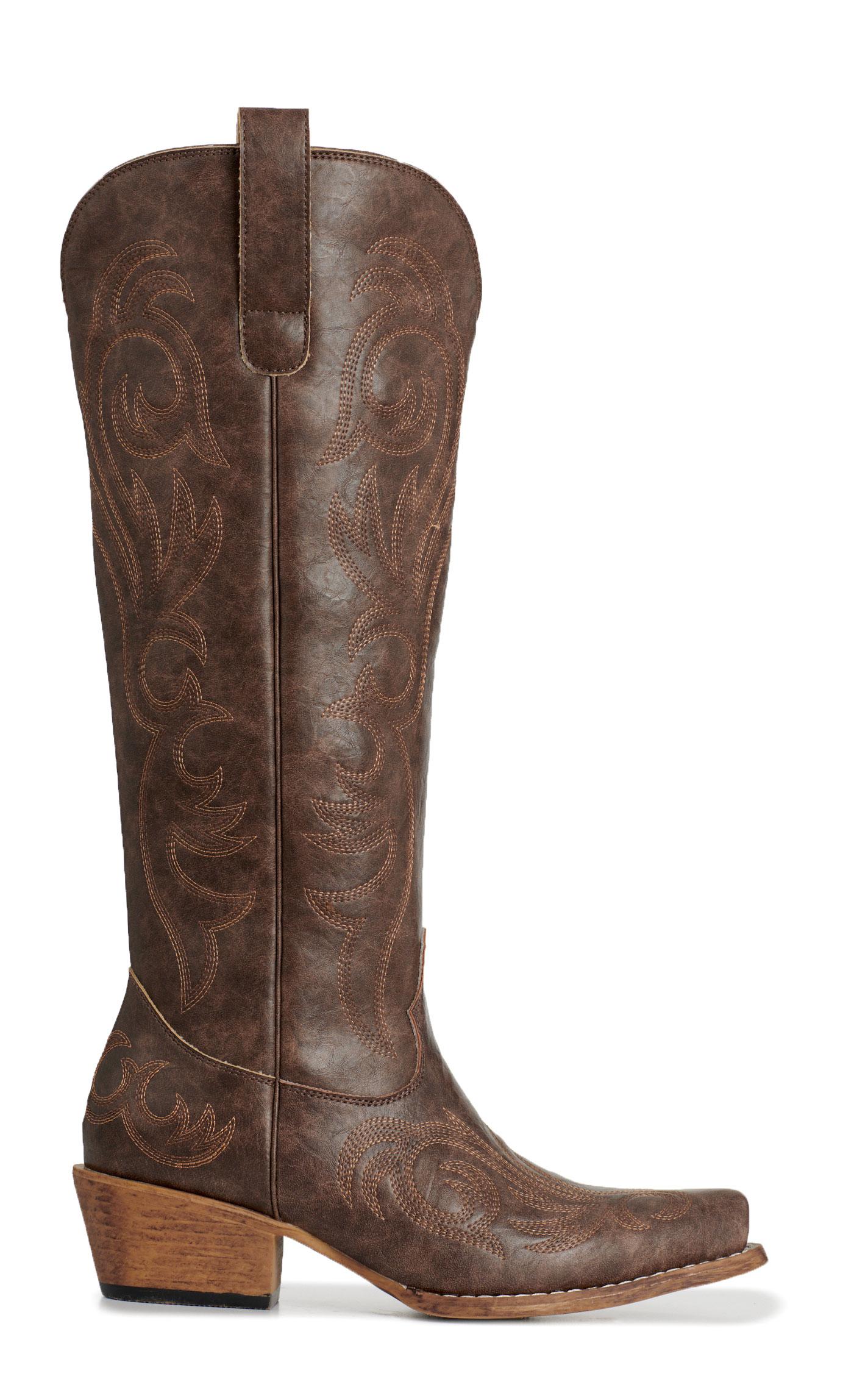 Roper Women's Brown Faux Leather Scroll Snip Toe Cowboy Boots - Image 1