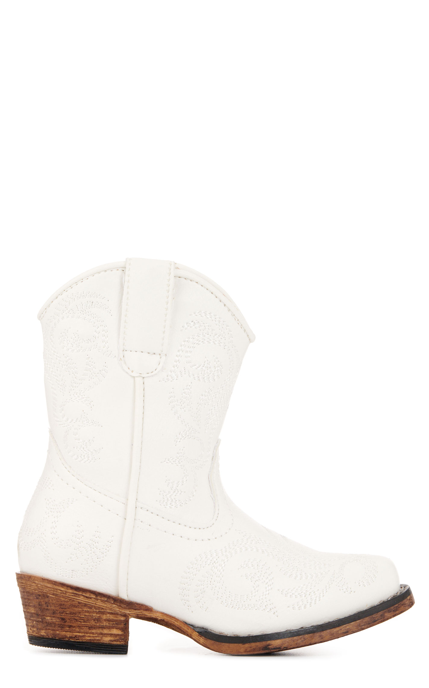 Roper Toddler Girls' Riley White Faux Leather Snip Toe Cowboy Boots - Image 1