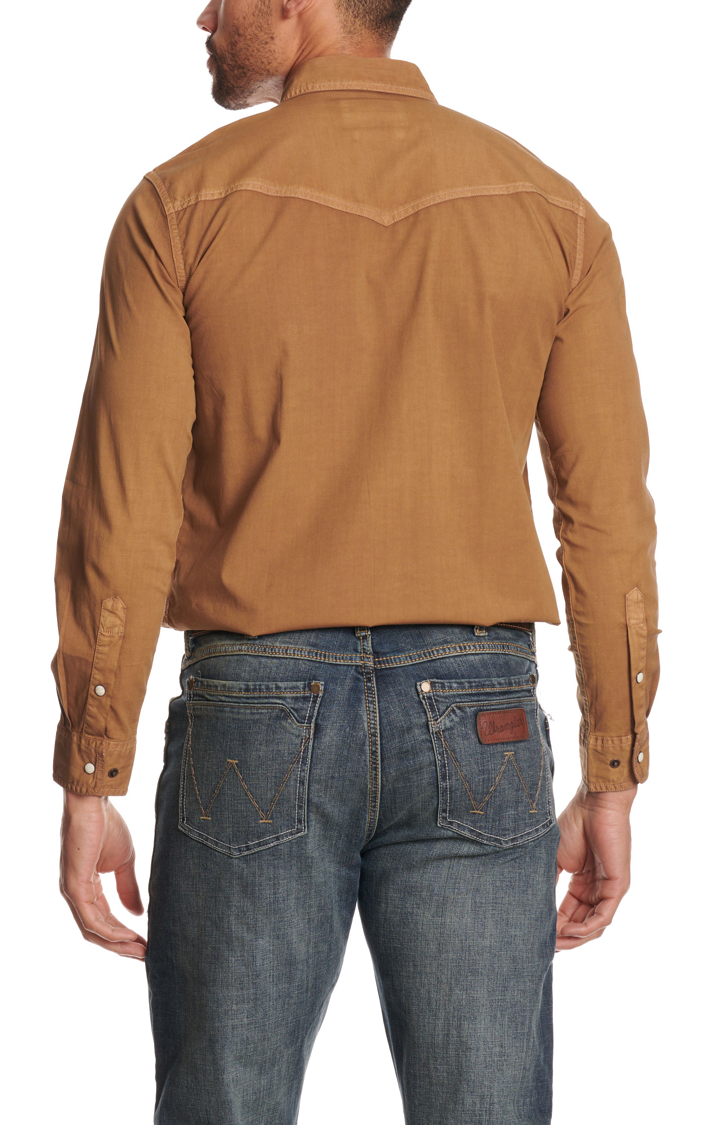 Rafter C Men's Solid Caramel Brown Stretch Western Shirt - Image 1