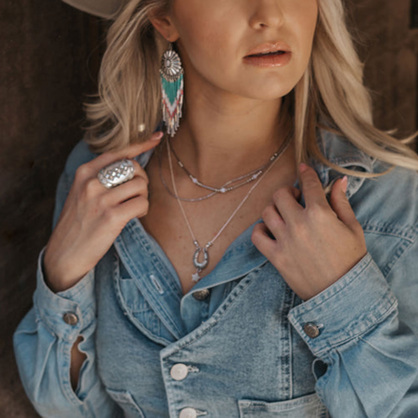 Cowgirl Confetti Silver & Rhinestone Concho Disco Nights Ring - Image 1