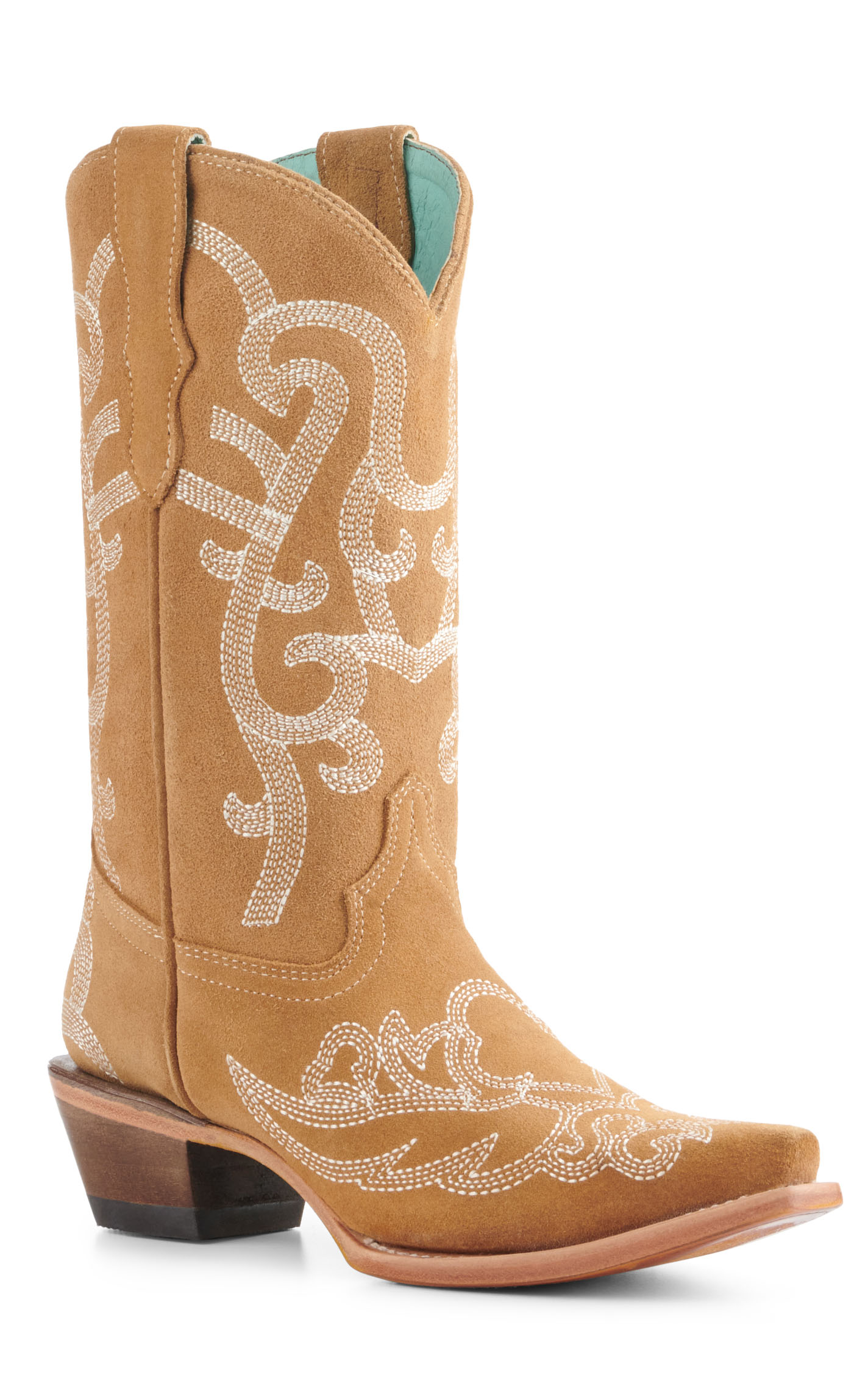 Corral Girls' Camel Suede Snip Toe Cowboy Boots - Image 1
