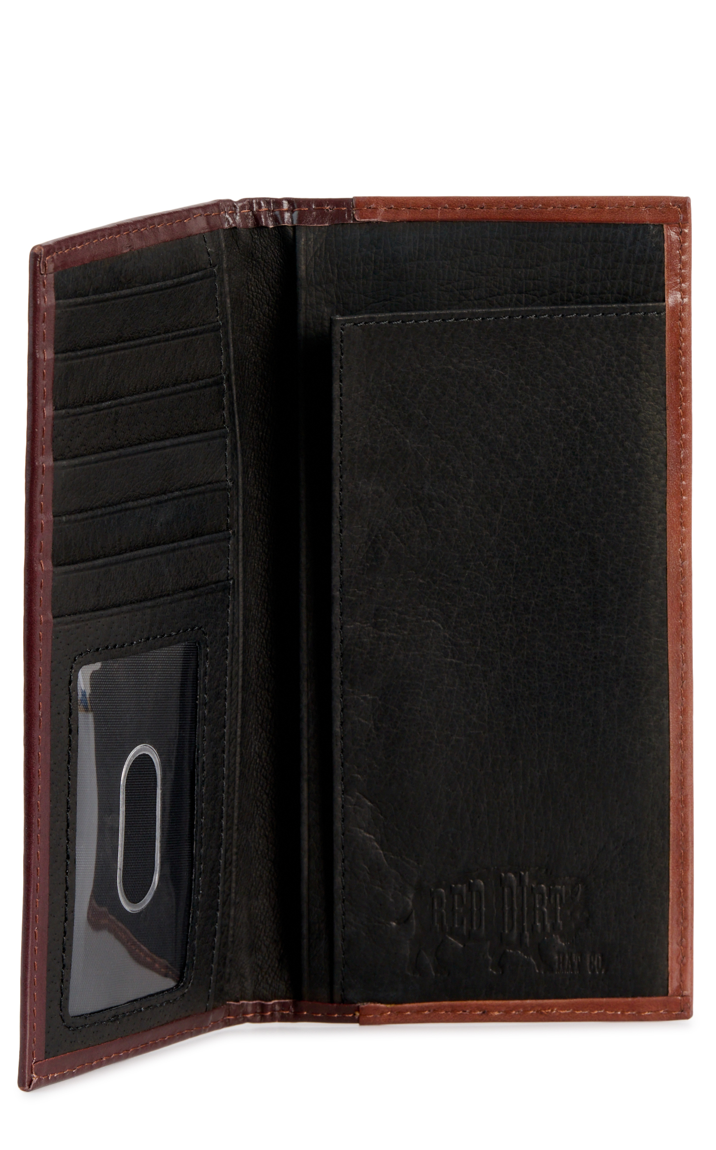 Red Dirt Hat Co. Coffee Leather Floral Tool Cream Underlay Rodeo Wallet - Image 1