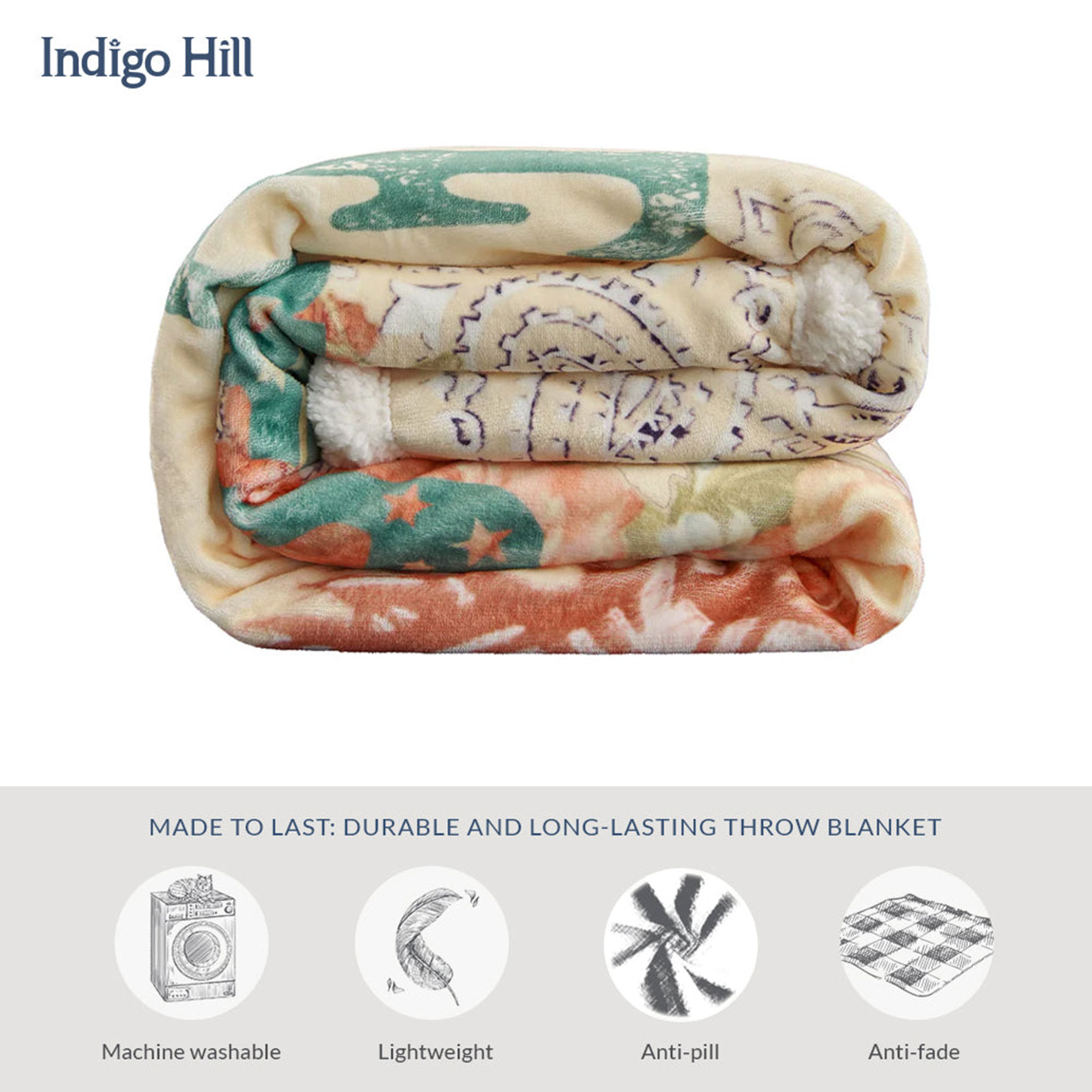 Indigo Hill Revival Retro Cowgirl Campfire Sherpa Throw - Image 2