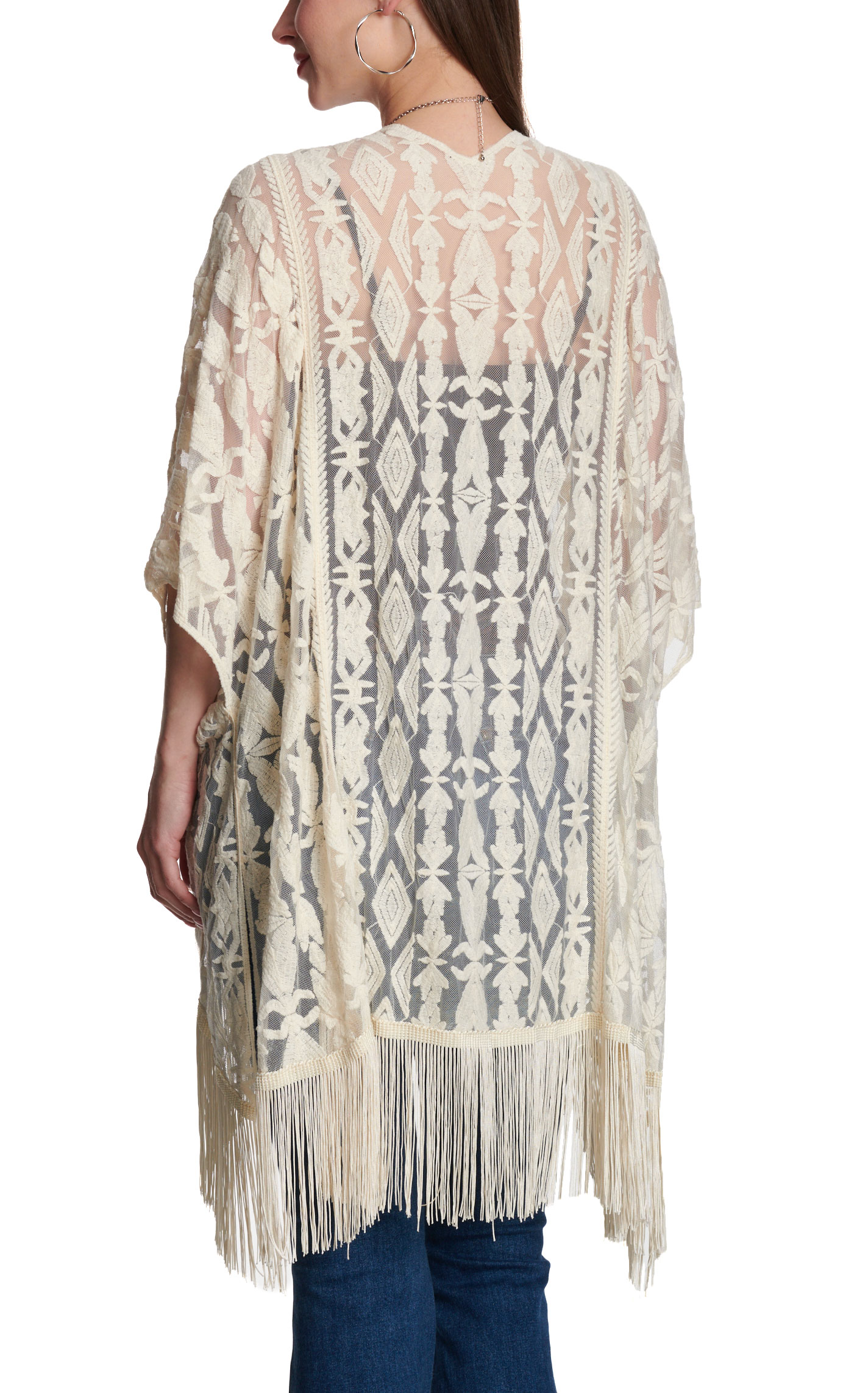 Magnolia Lane Women's Cream Aztec Lace Kimono - Image 3