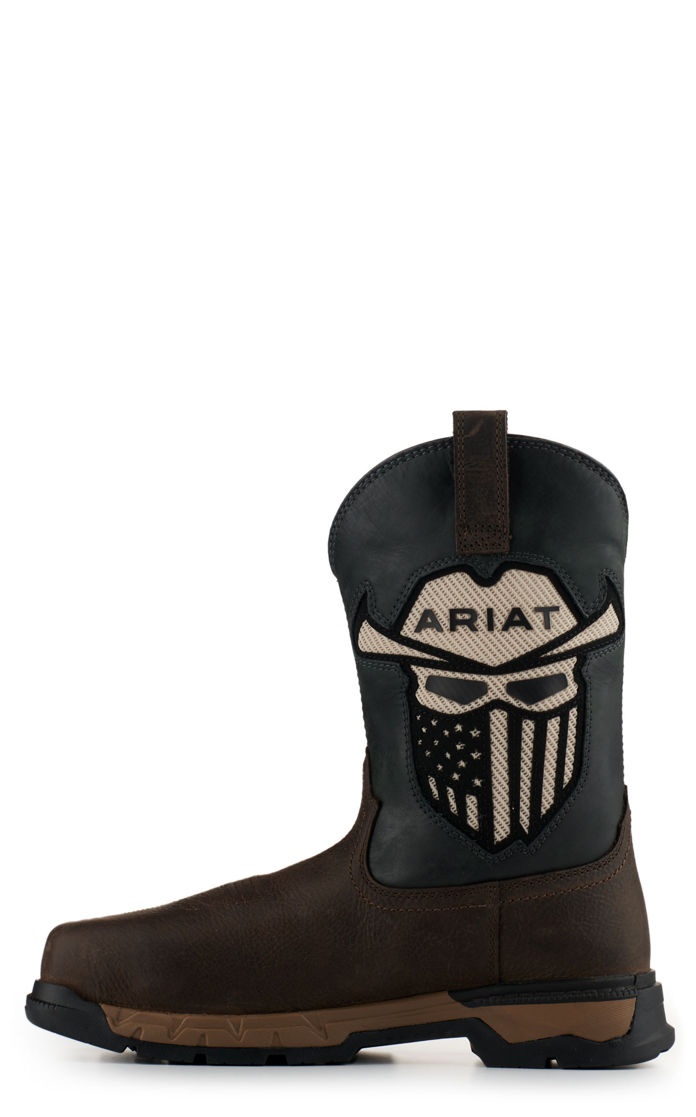 Ariat Men's Rebar Flex Dark Brown & Storm Incognito Skull VentTEK Wide Square Composite Toe Work Boot - Image 1