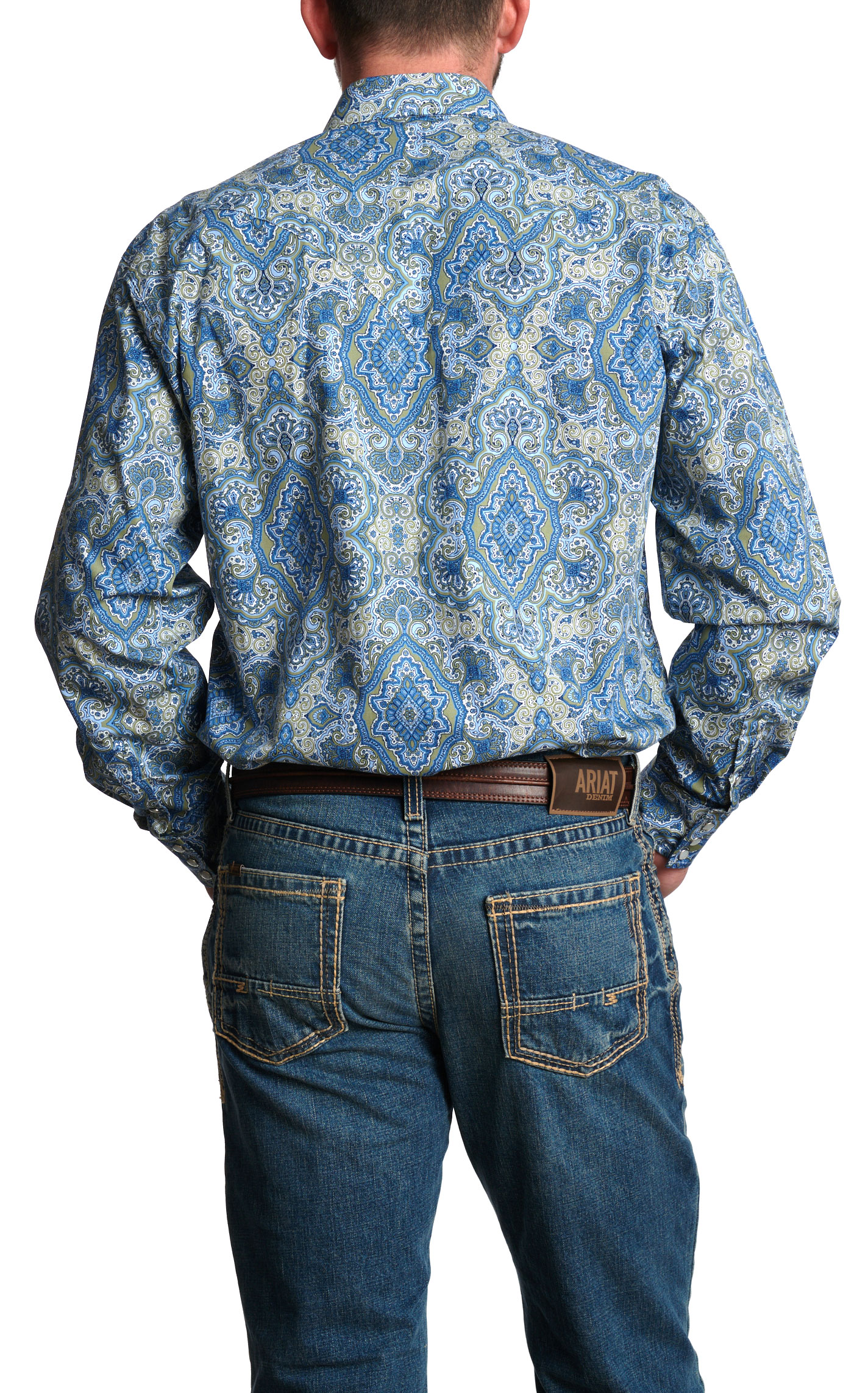 Stetson Men's Medium Blue Paisley Print Shirt - Image 1
