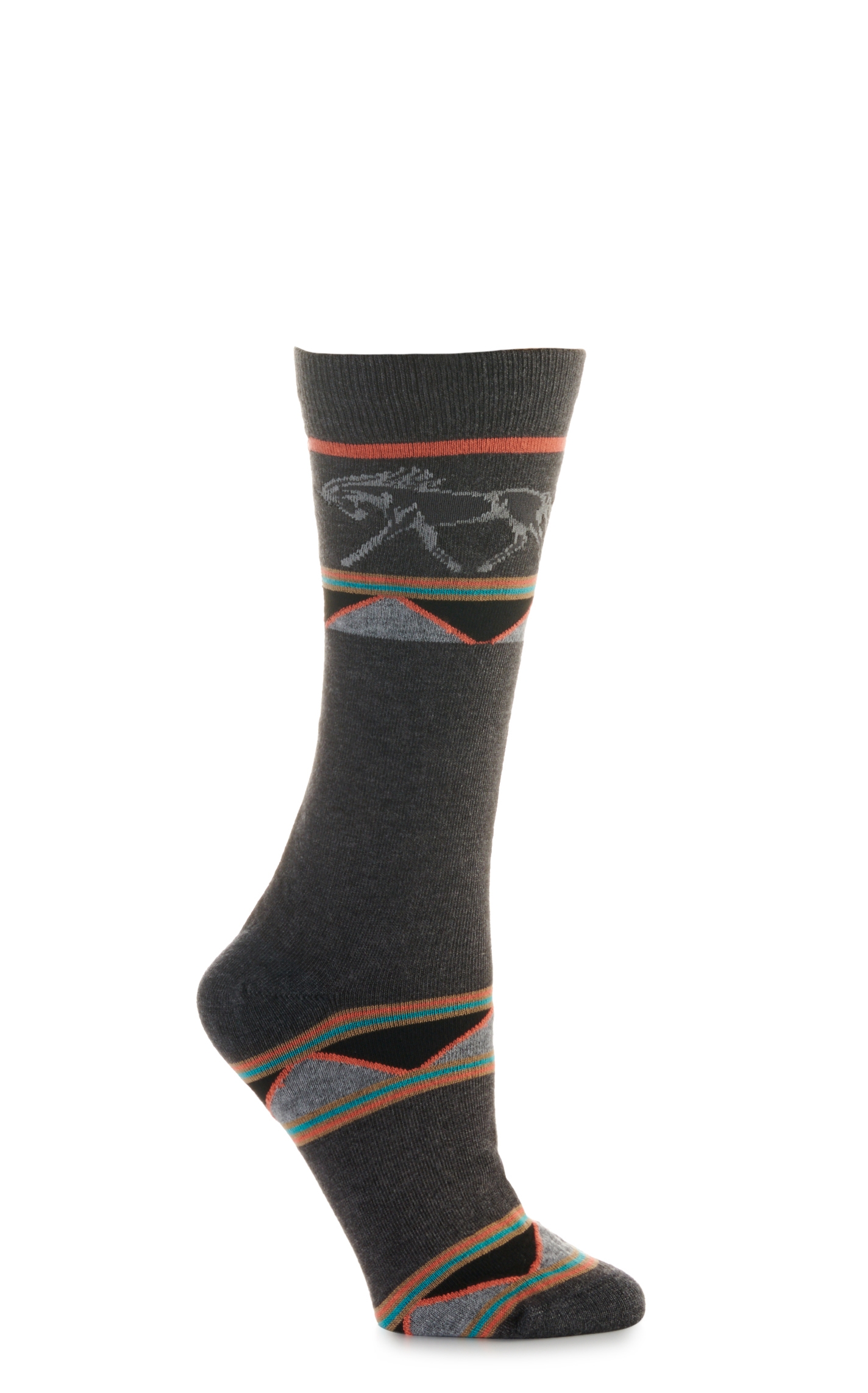 Boot Doctor Women's Gray with Aztec Horse Print Crew Boot Socks - Image 1