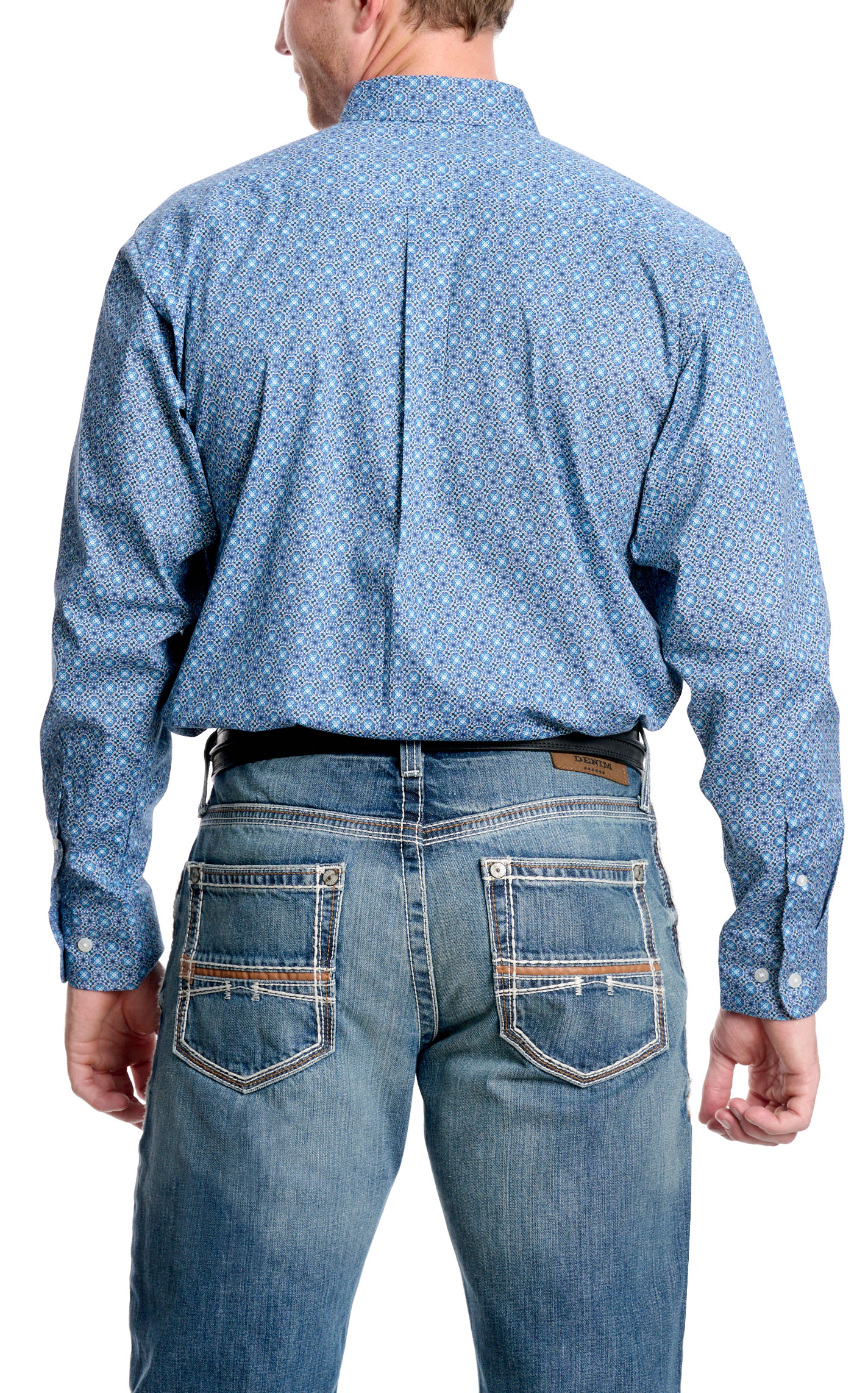 Rafter C Men's ProFlex45 Blue Medallion Print Western Shirt - Image 1