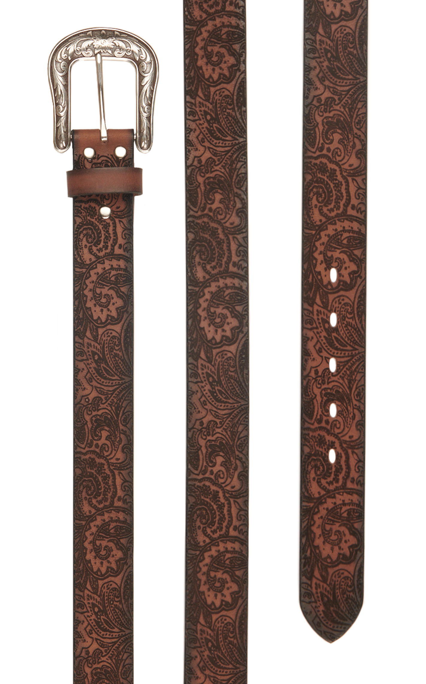 Ariat Women's Leather Shades of Coffee Laser-Cut Paisley Belt - Image 1