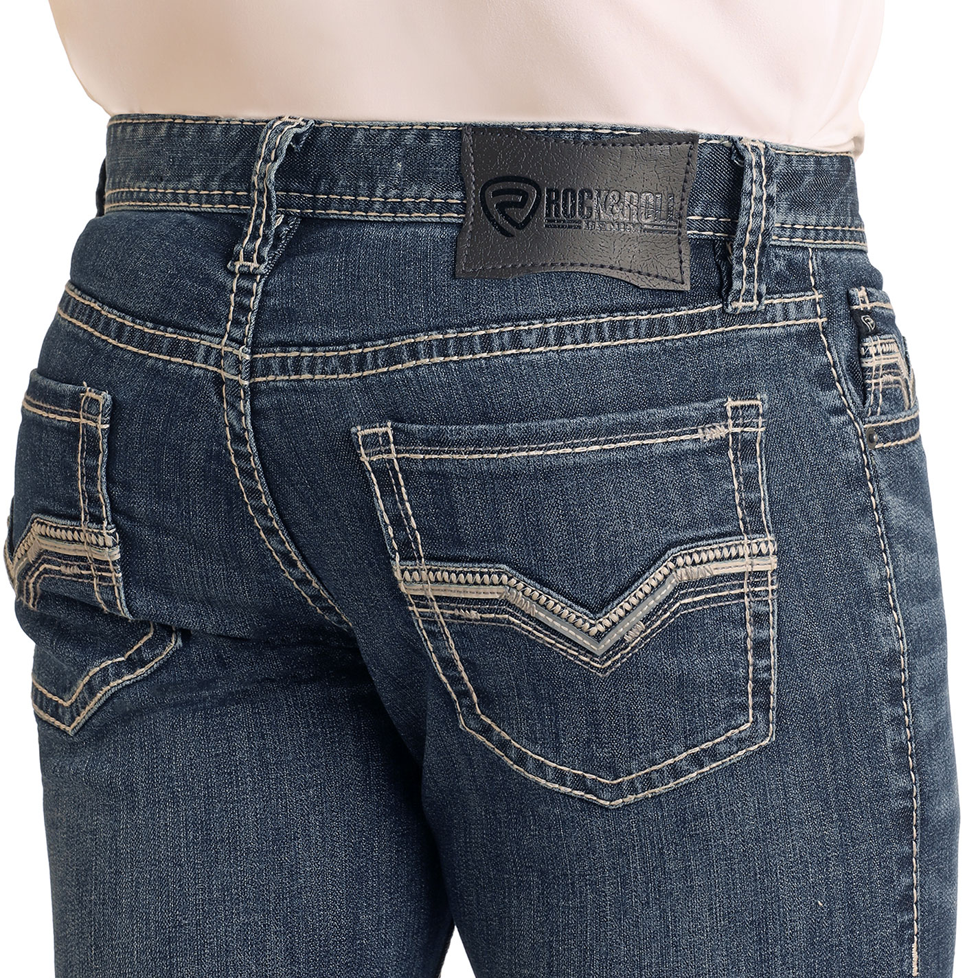 Rock & Roll Denim Men's Medium Wash Slim Straight Leg Jeans - Image 1