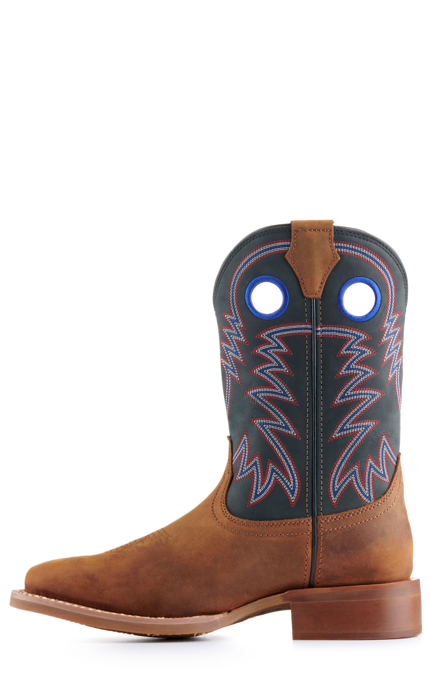 Justin Men's Frontier Shane Brown and Black Wide Square Toe Cowboy Boots - Image 1
