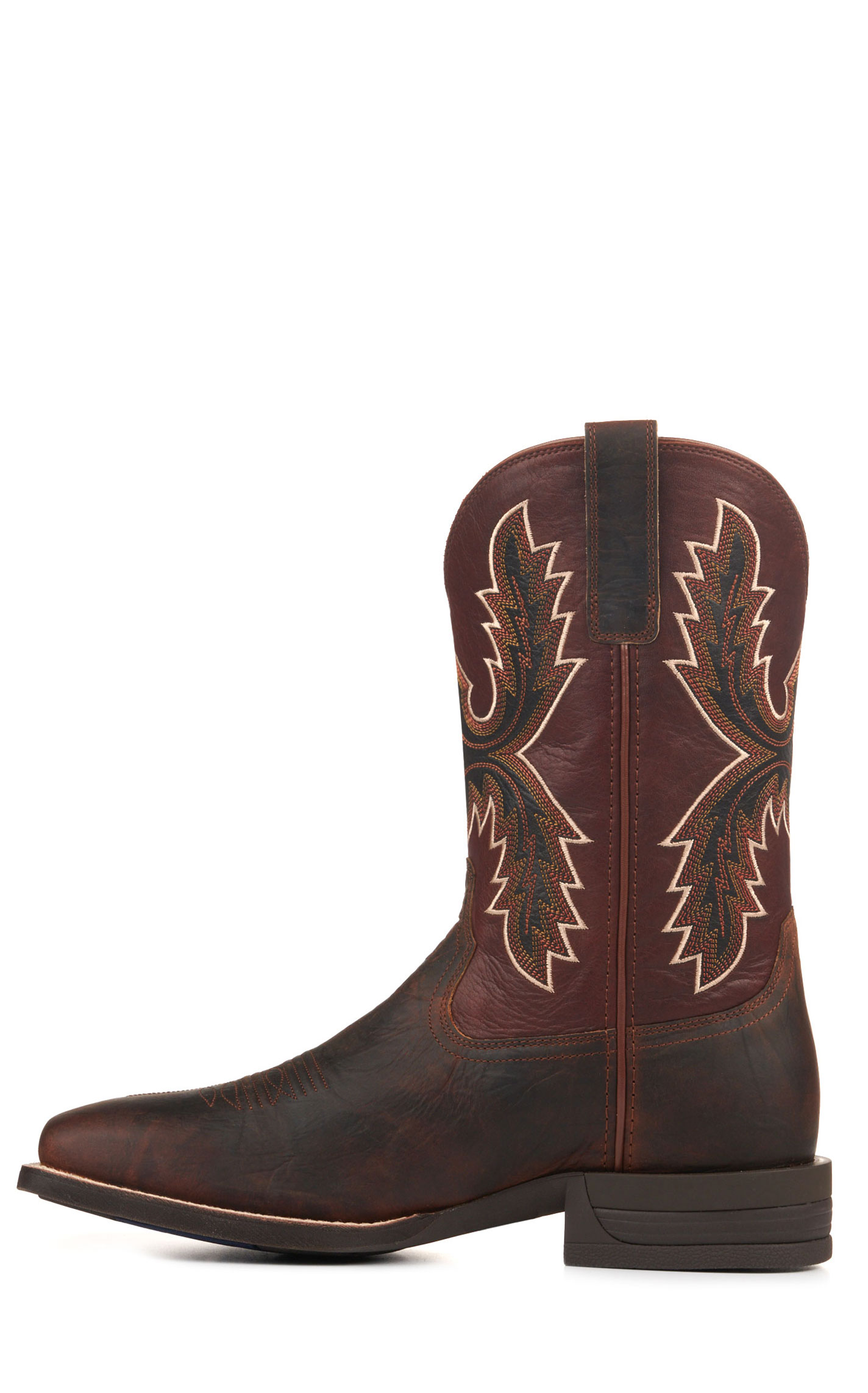 Ariat Men's Pay Window Tobacco Brown and Dark Red Shock Shield Wide Square Toe Cowboy Boots - Image 1