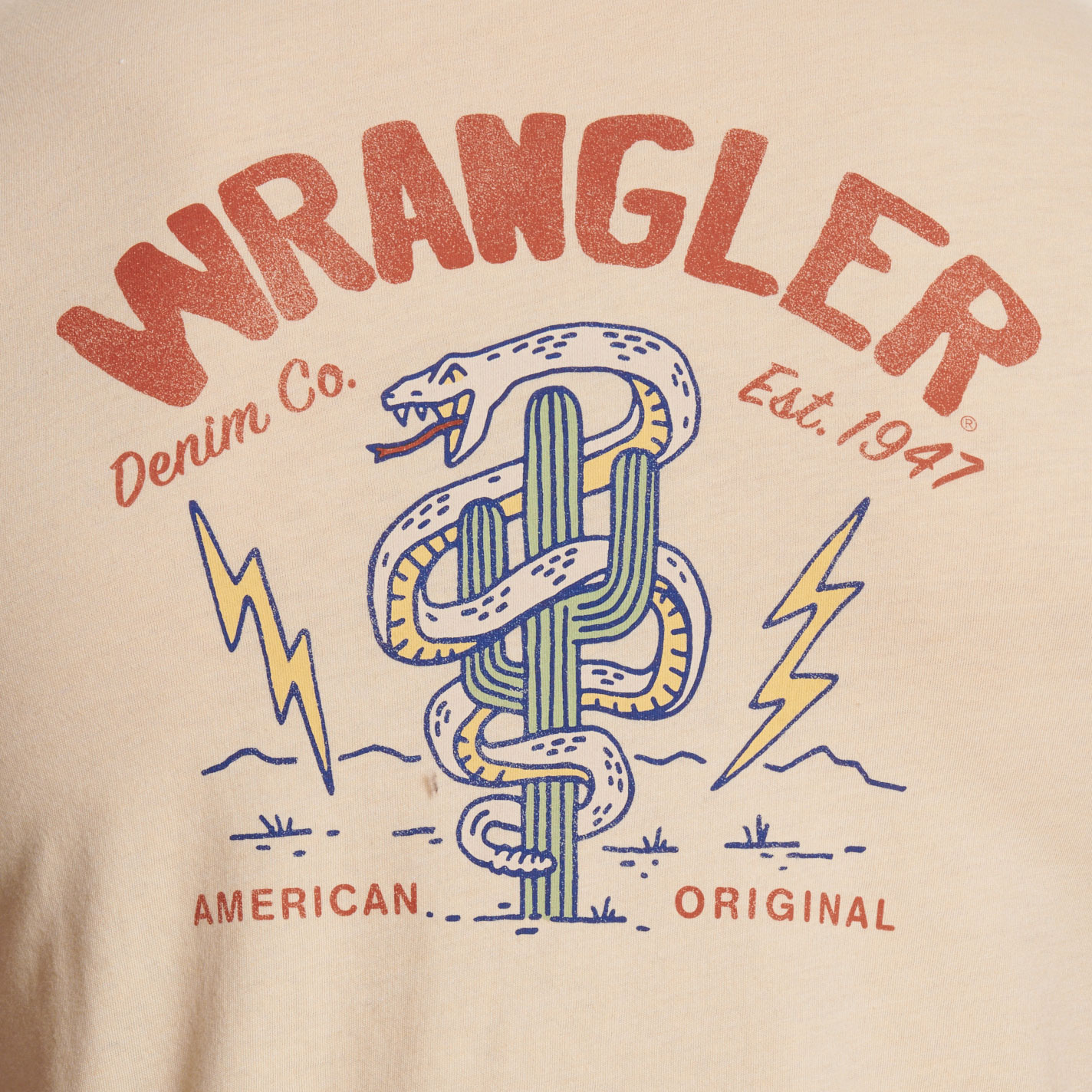 Wrangler Men's Natural Beige Snake Graphic T-Shirt - Image 2