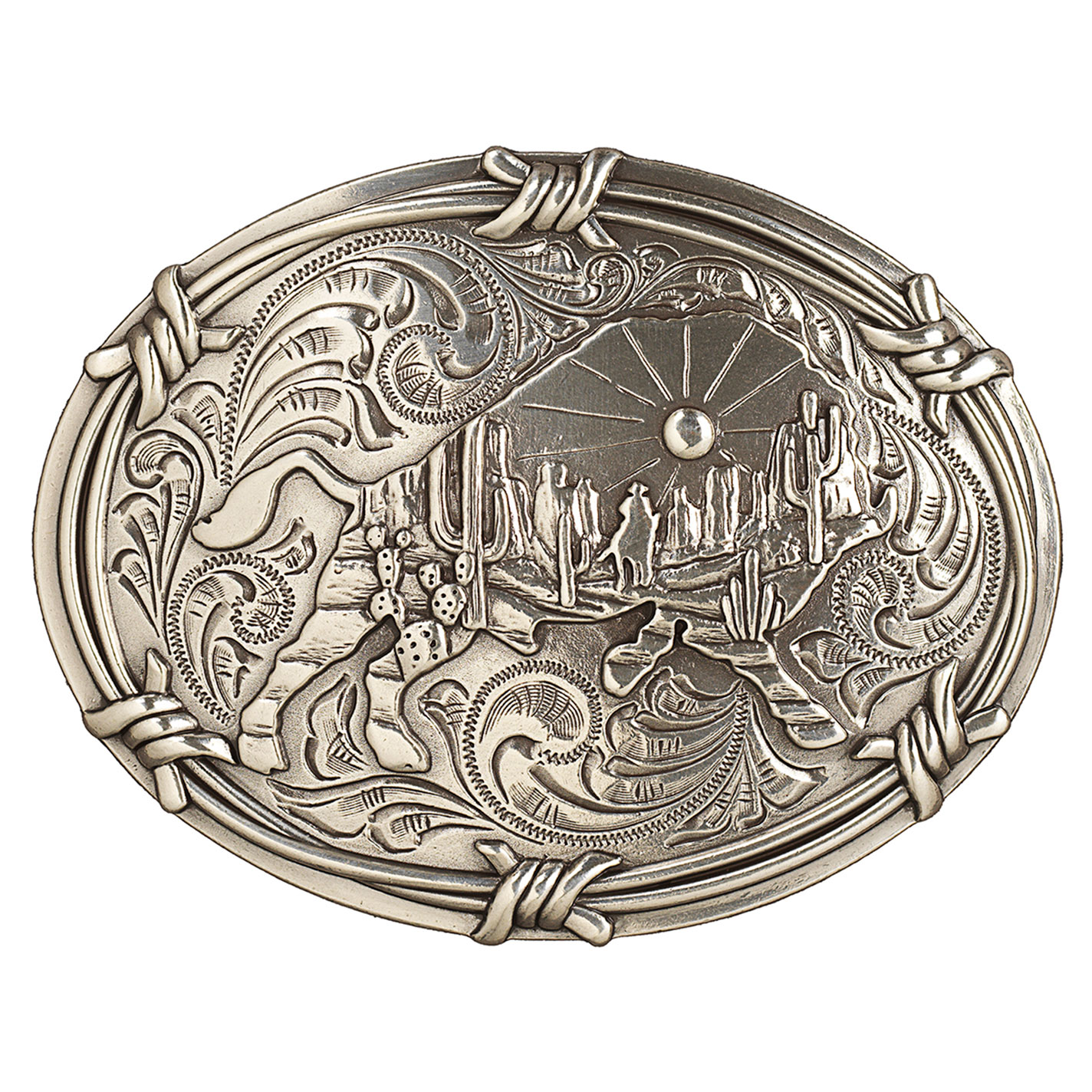 NOCONA SILVER OVAL BUFFALO SUNSET BUCKLE - Image 1