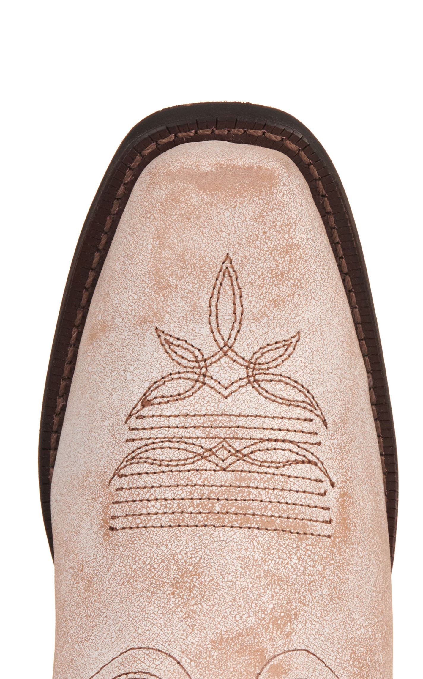 Laredo Women's Audrey Distressed Bone with Zig Zag Overlay Punchy Square Toe Cowboy Boots - Image 1
