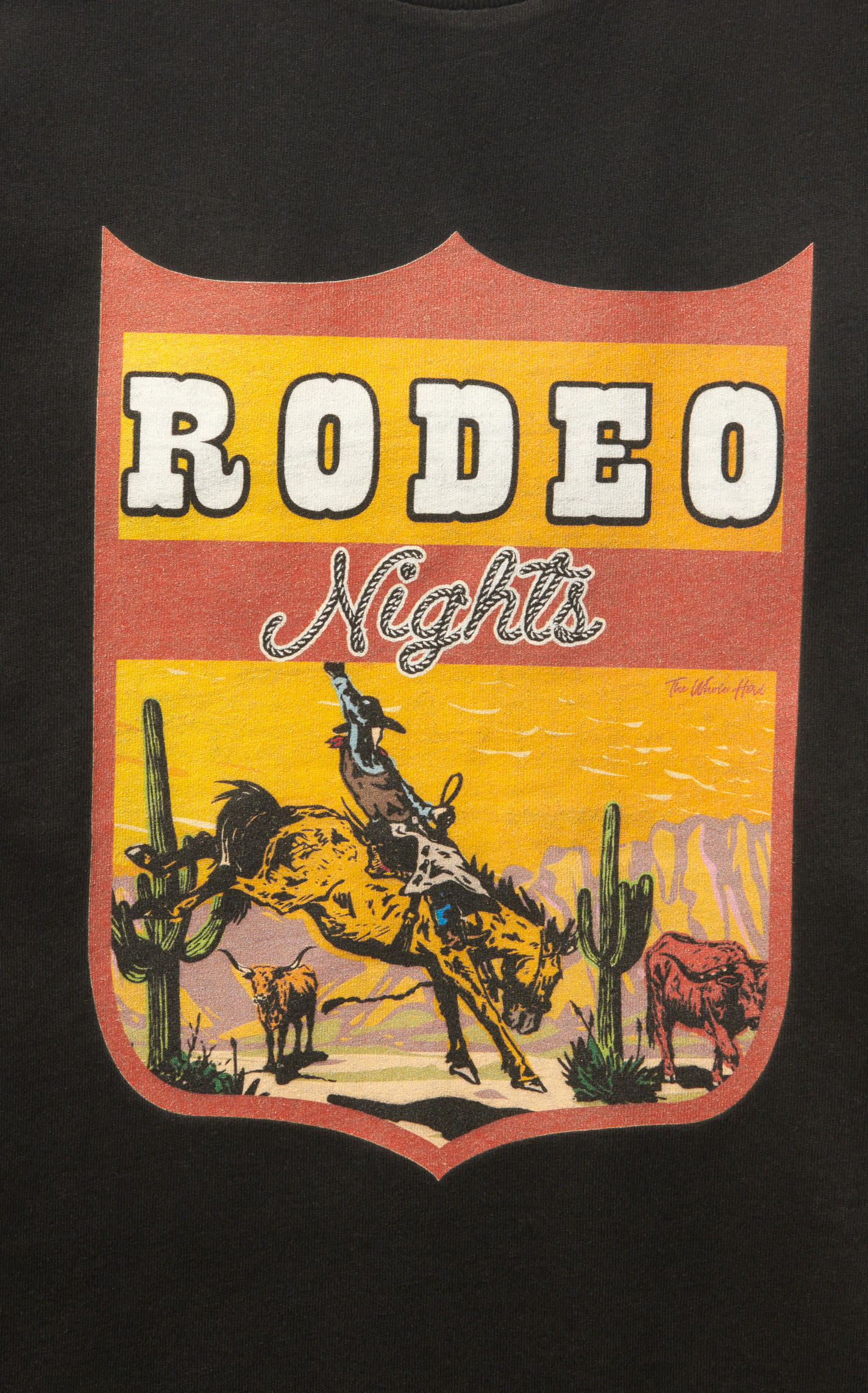 TWH Boy's Black Bronc & Rider Desert Shield Rodeo Nights Graphic Short Sleeve T-Shirt - Image 1