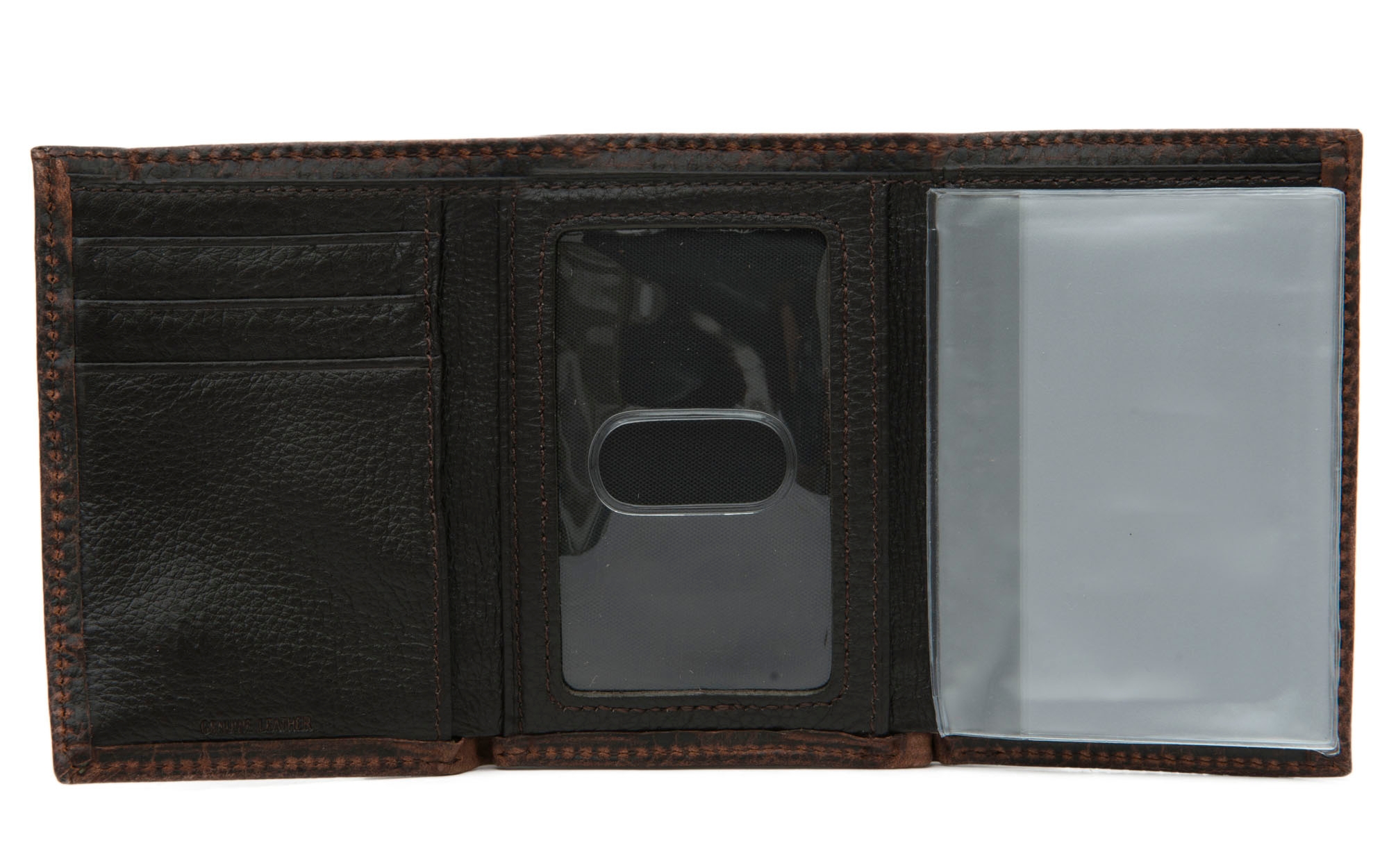 Ariat Performance Work Dark Brown with Small Shield Tri-Fold Wallet - Image 1
