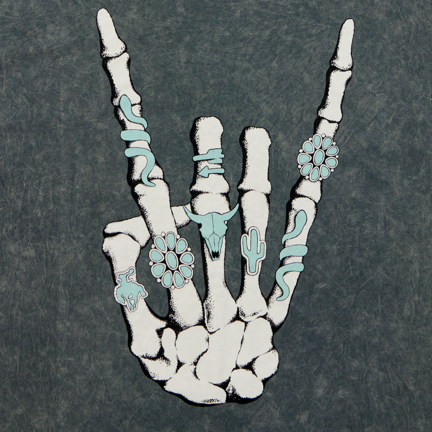 Lotus Fashion Stone Skeleton Hand Graphic T-Shirt - Plus Sizes - Image 1