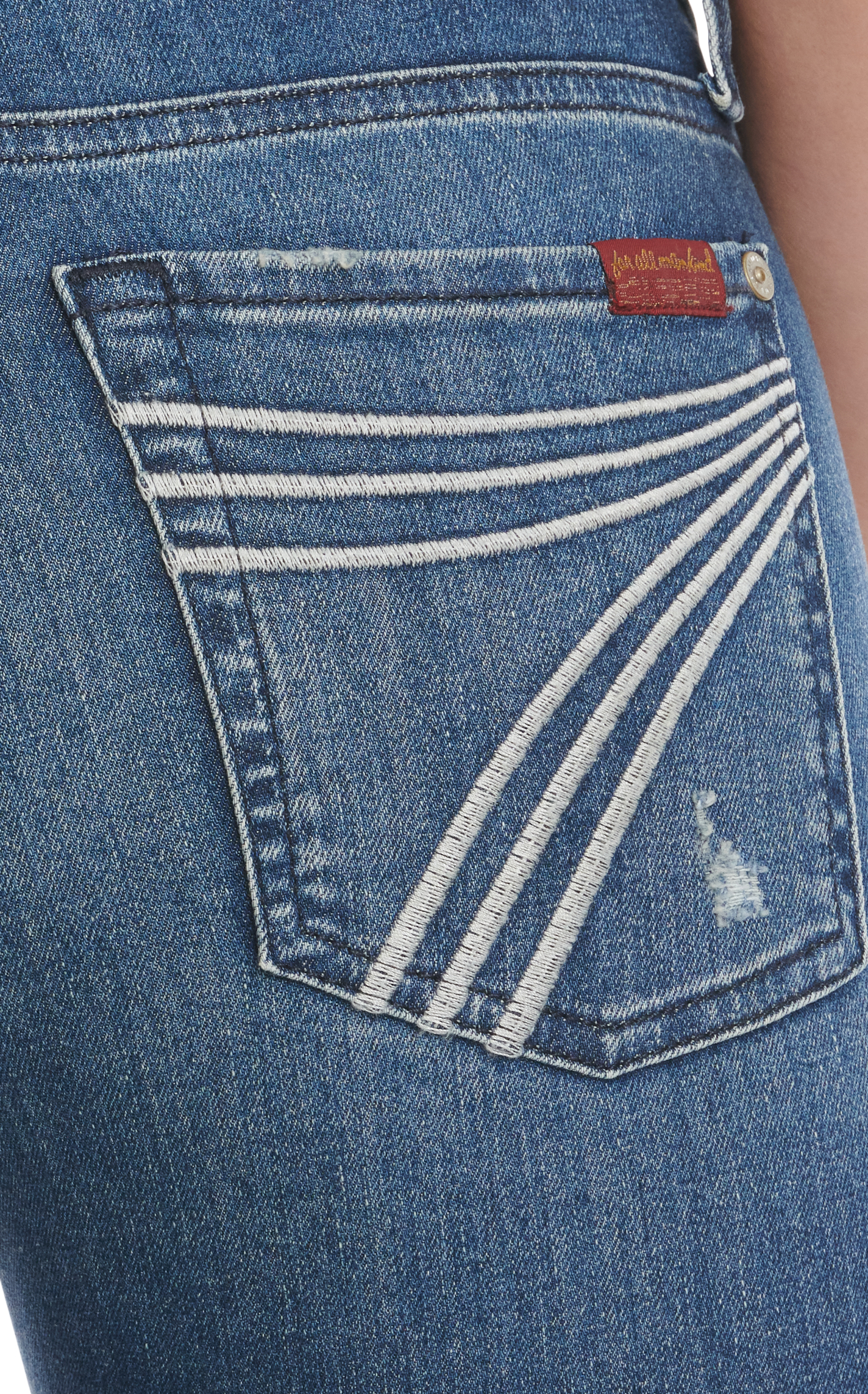 7 for All Mankind Women's Medium-Dark Wash Mid Rise Lightly Distressed Dojo Trouser Jeans - Image 4