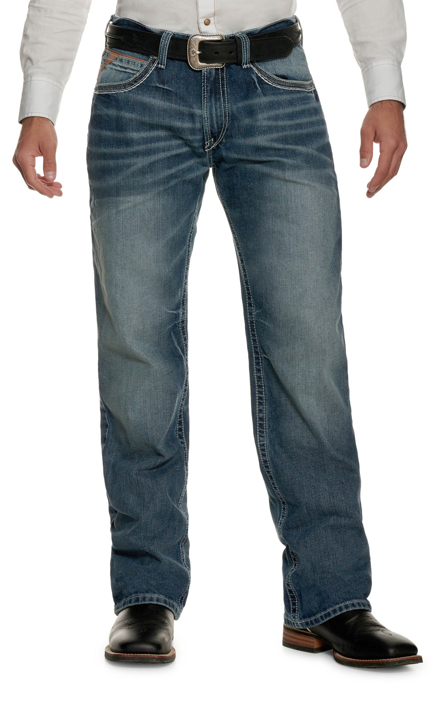 Ariat Men's M4 Low Rise Coltrane Durango Medium Wash Boot Cut Jean - Extended Sizes (42-44) - Image 1