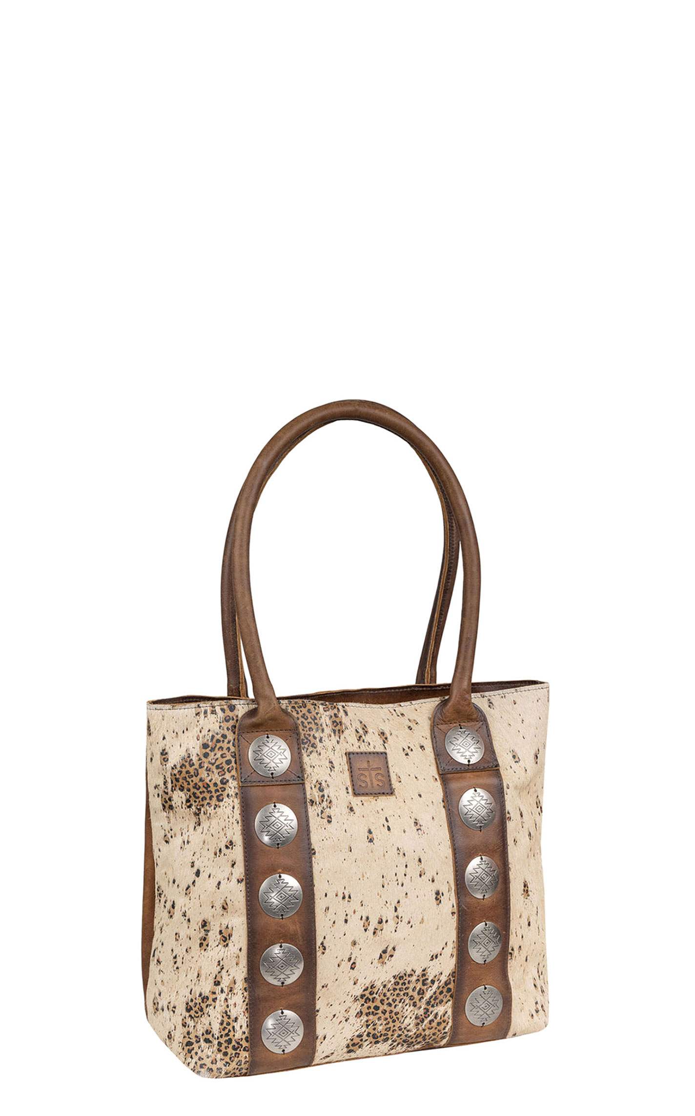 STS Ranchwear Cowhide Hair On Hide Serengeti Concho Tote Bag - Image 1