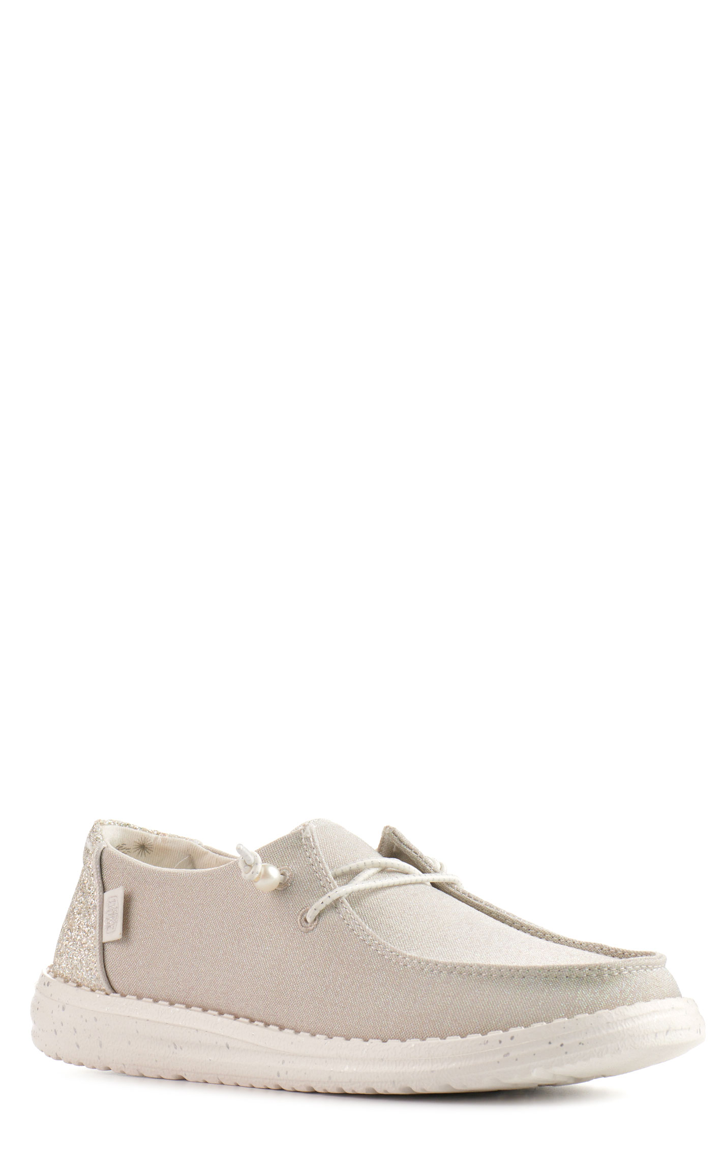 Hey Dude Women's Wendy Celestial Shine Ivory with Glitter Moc Toe Lace Up Casual Shoes - Image 1
