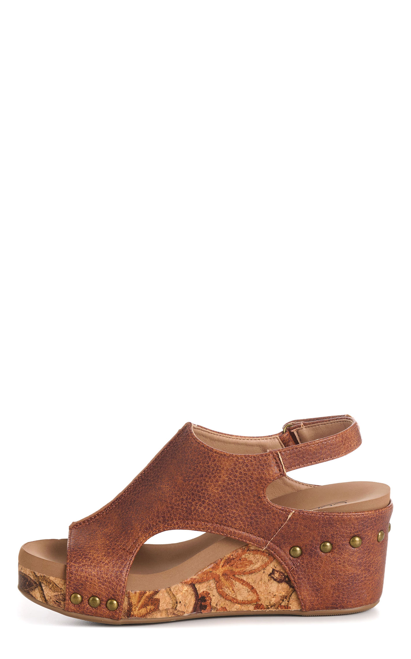 Corky's Women's Tan Carley Faux Leather Peep-Toe Wedge Sandal - Image 1