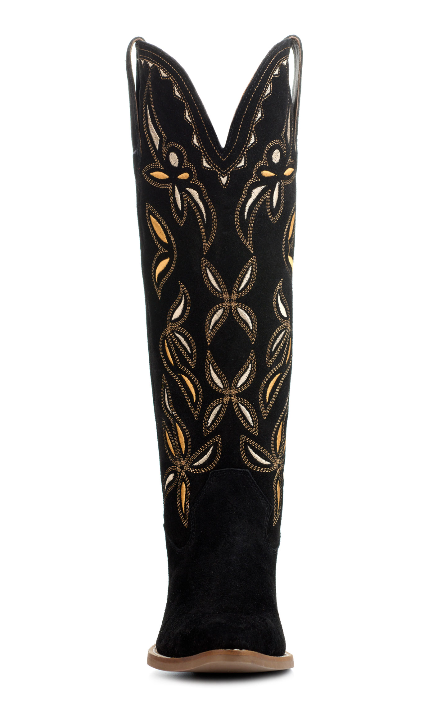Dingo Women's Bandelera Black Suede Snip Toe Tall Cowboy Boots - Image 1